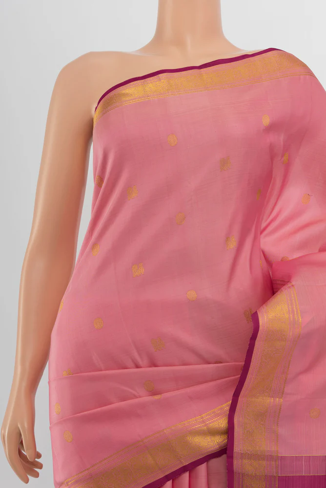 Rose pink Kanjivaram Silk Saree - Image 2