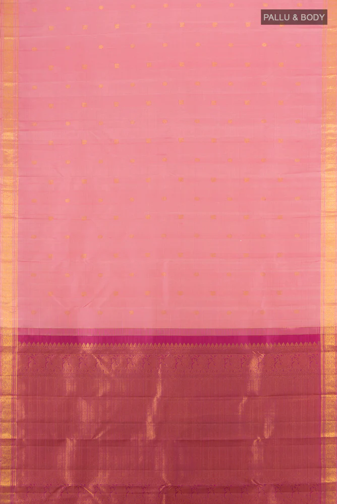 Rose pink Kanjivaram Silk Saree - Image 5