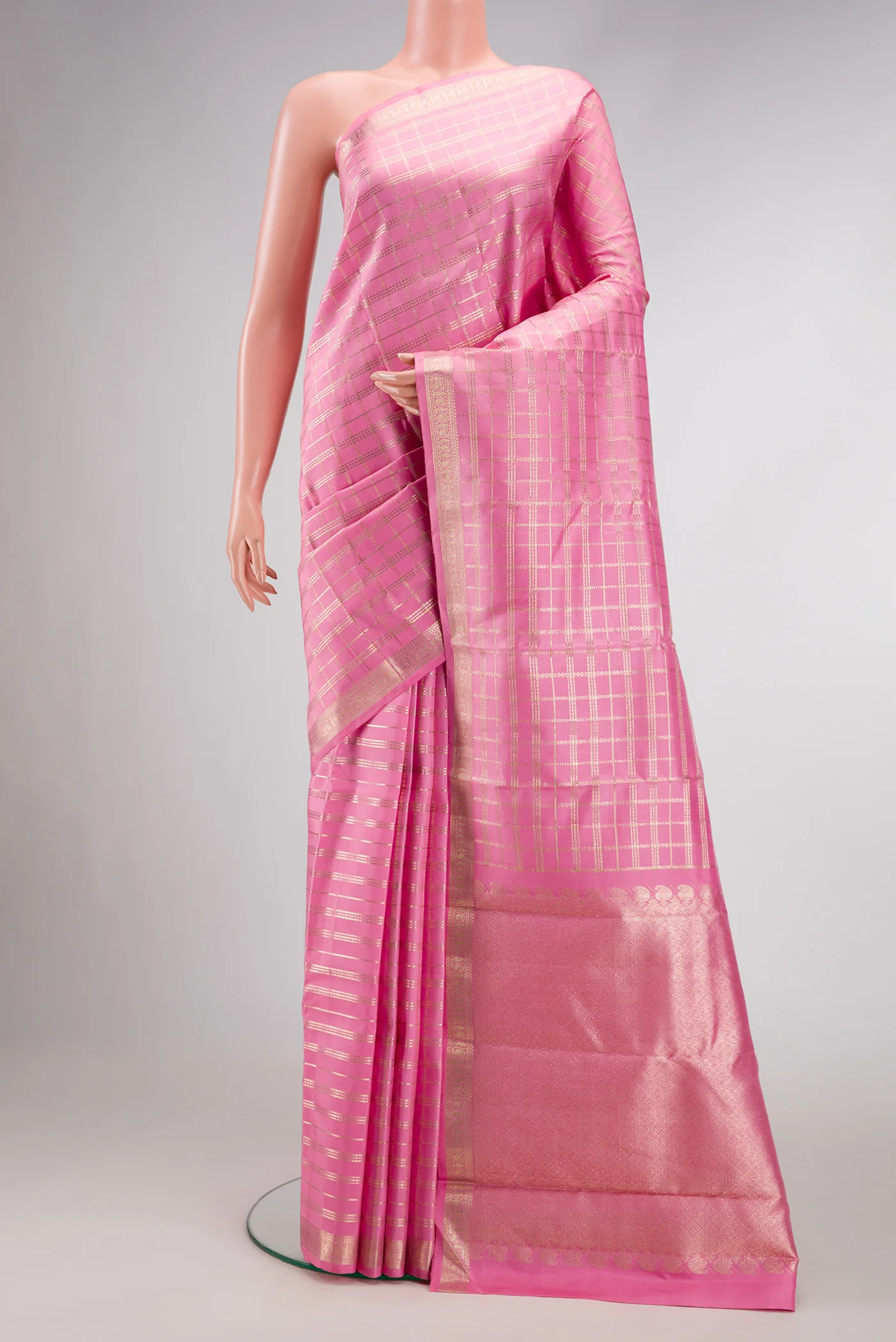 Rose pink Kanjivaram Silk Saree