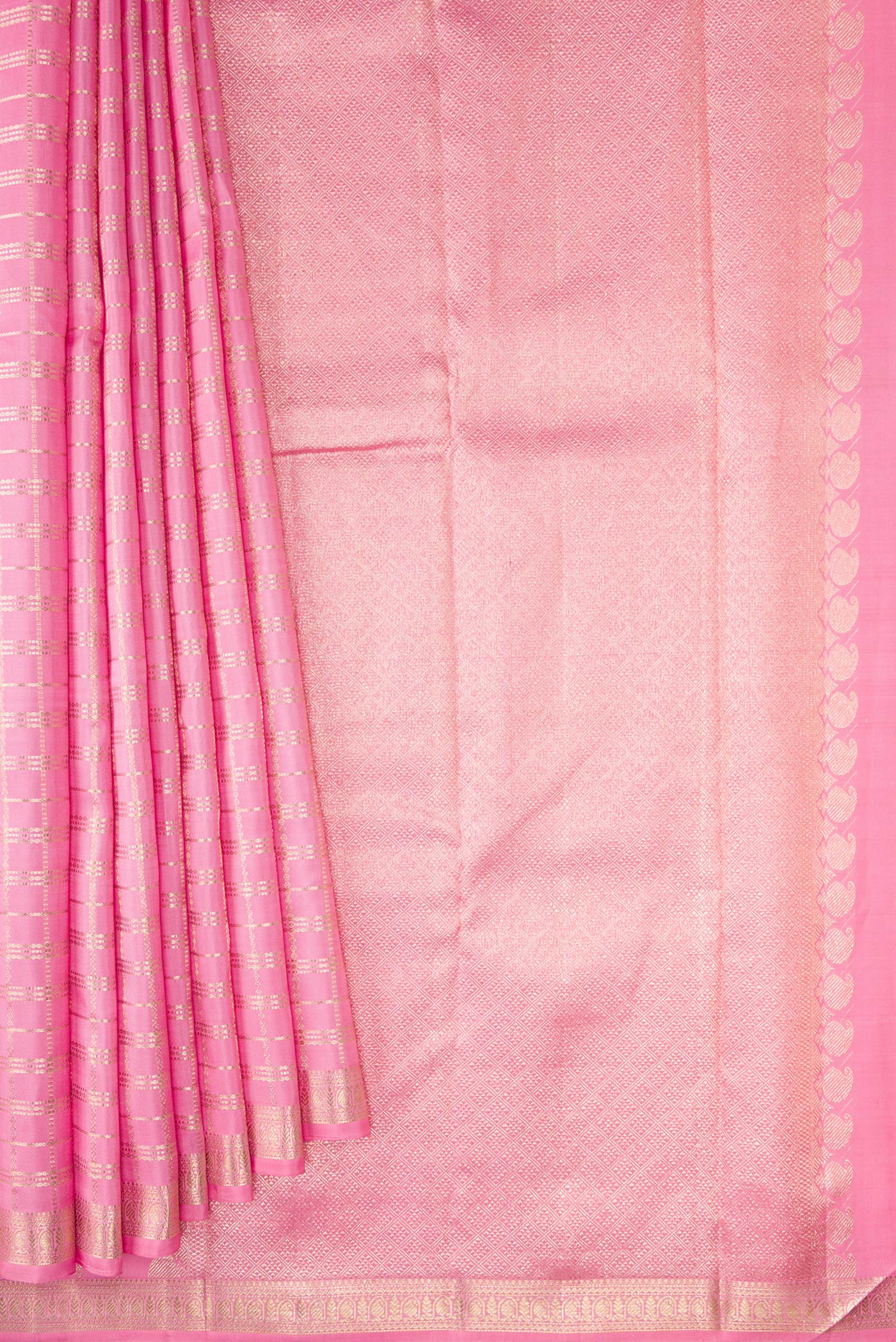 Rose pink Kanjivaram Silk Saree - Image 4