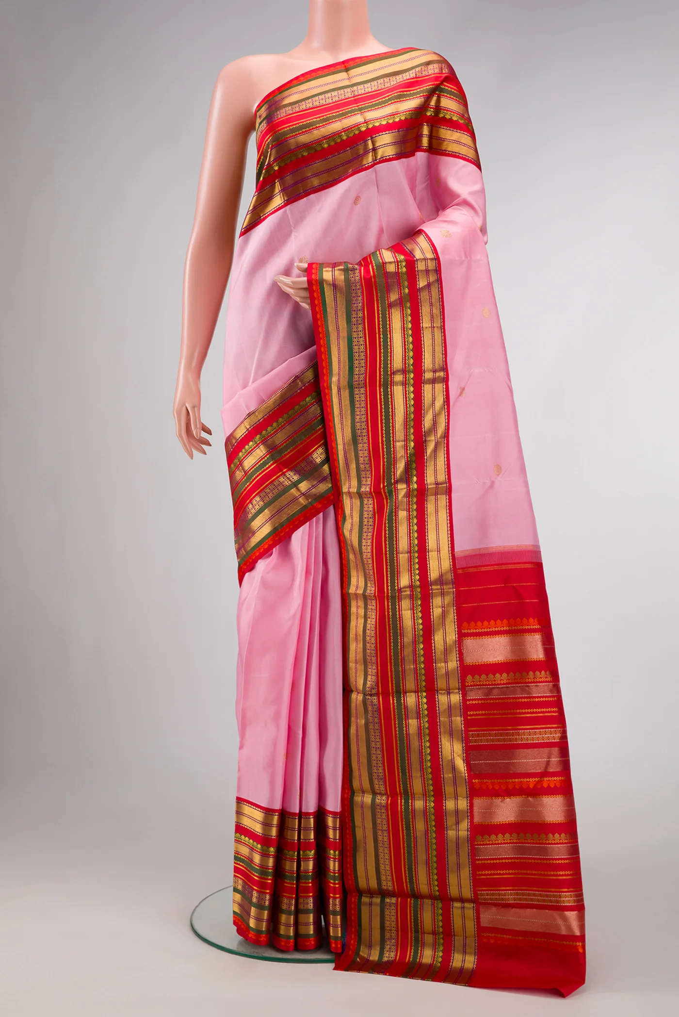 Rose pink Kanjivaram Silk Saree