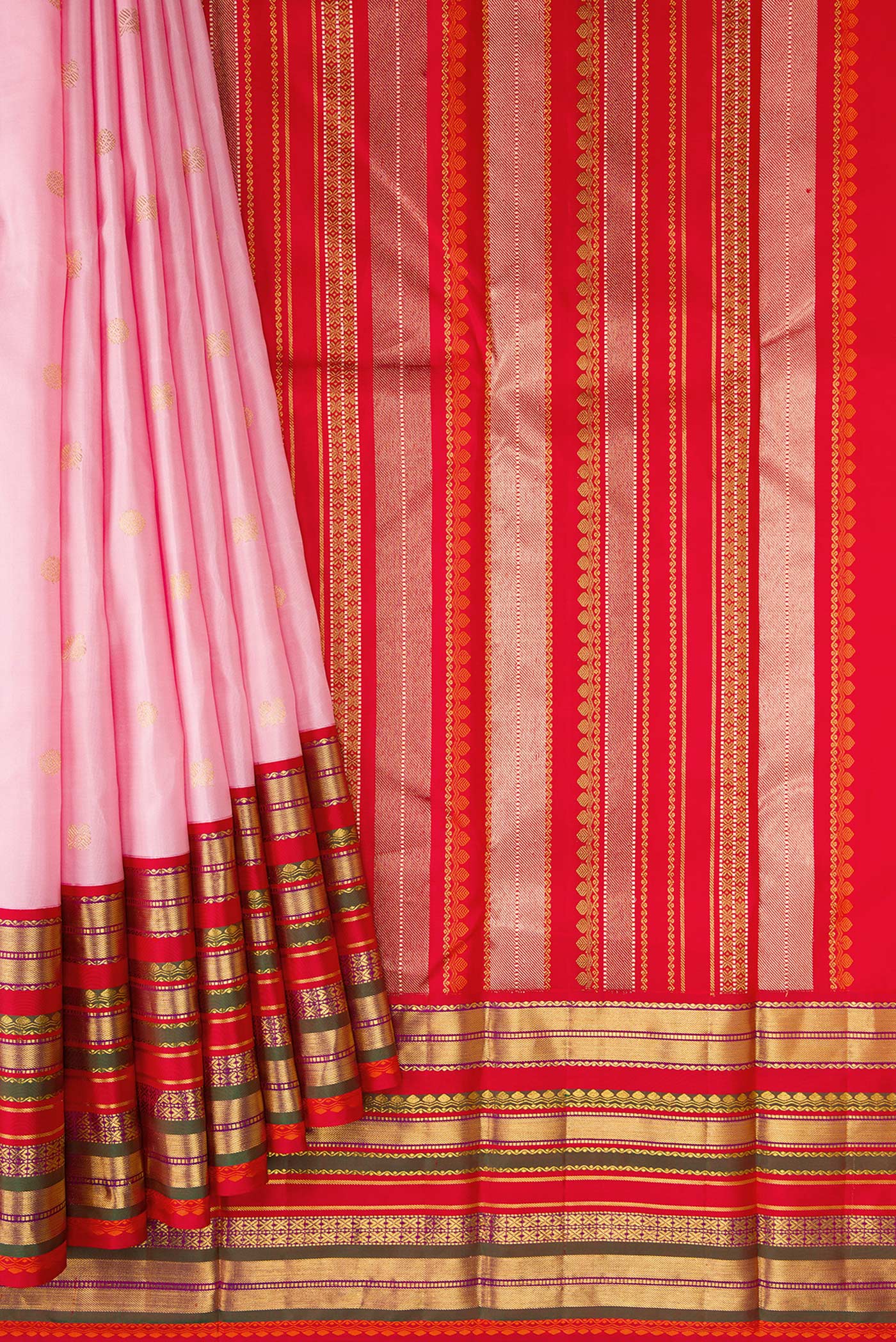 Rose pink Kanjivaram Silk Saree - Image 4