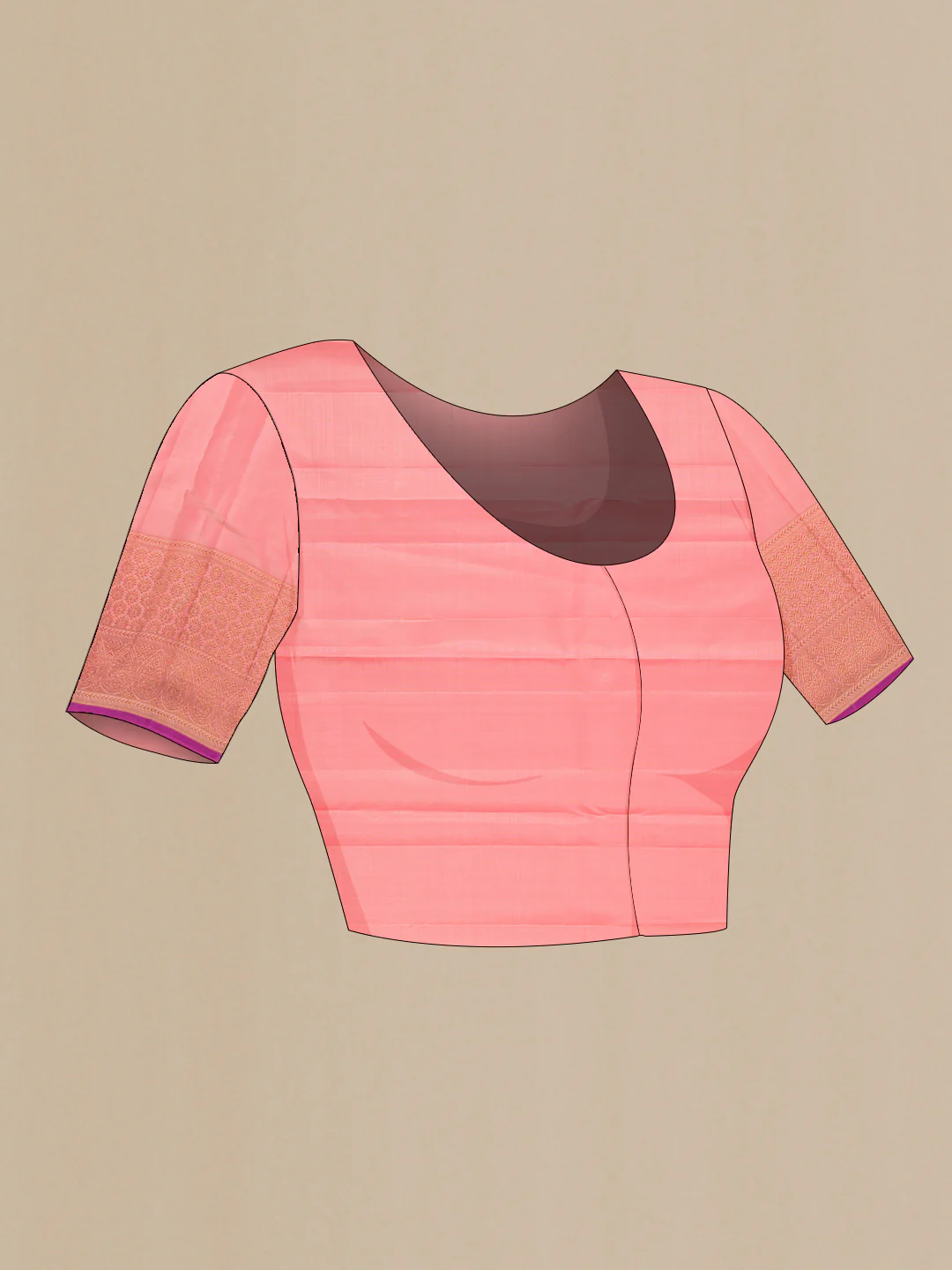 Rose pink Kanjivaram Silk Saree - Image 5