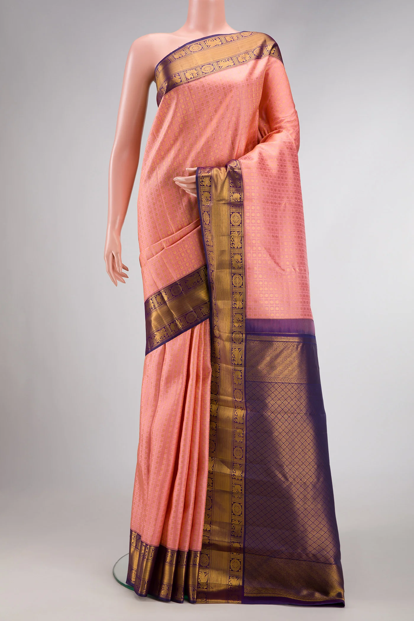 Rose pink Kanjivaram Silk Saree