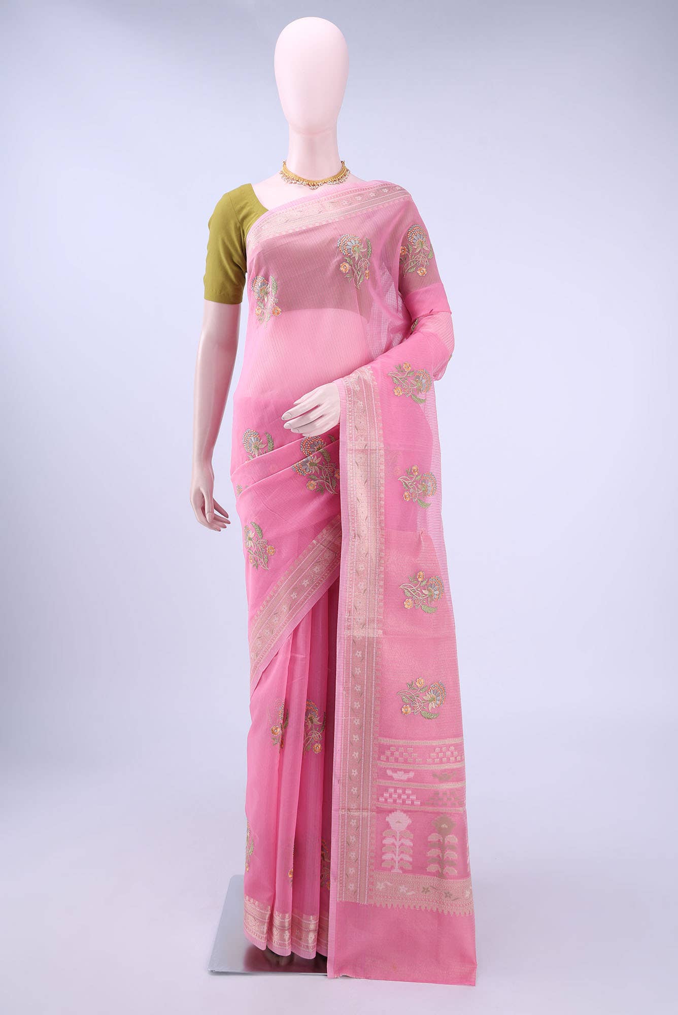 Rose pink Kota Cotton Saree