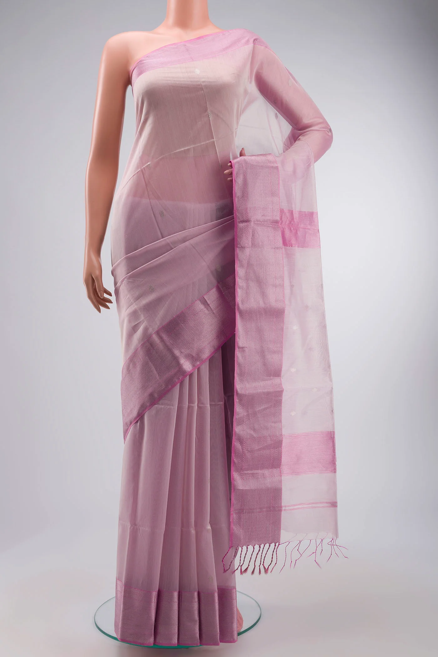 Rose pink Maheshwari Silk Saree