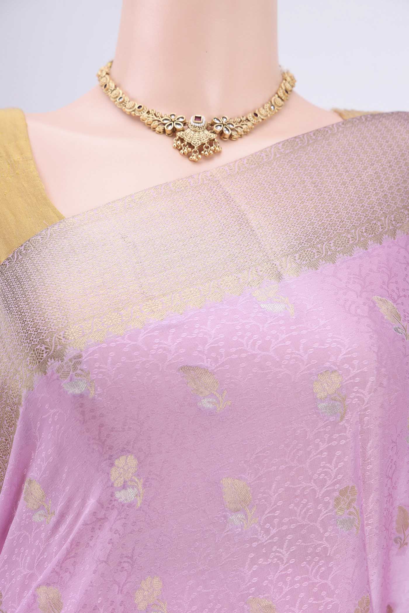 Lavender Mysore Crepe Saree - Image 2