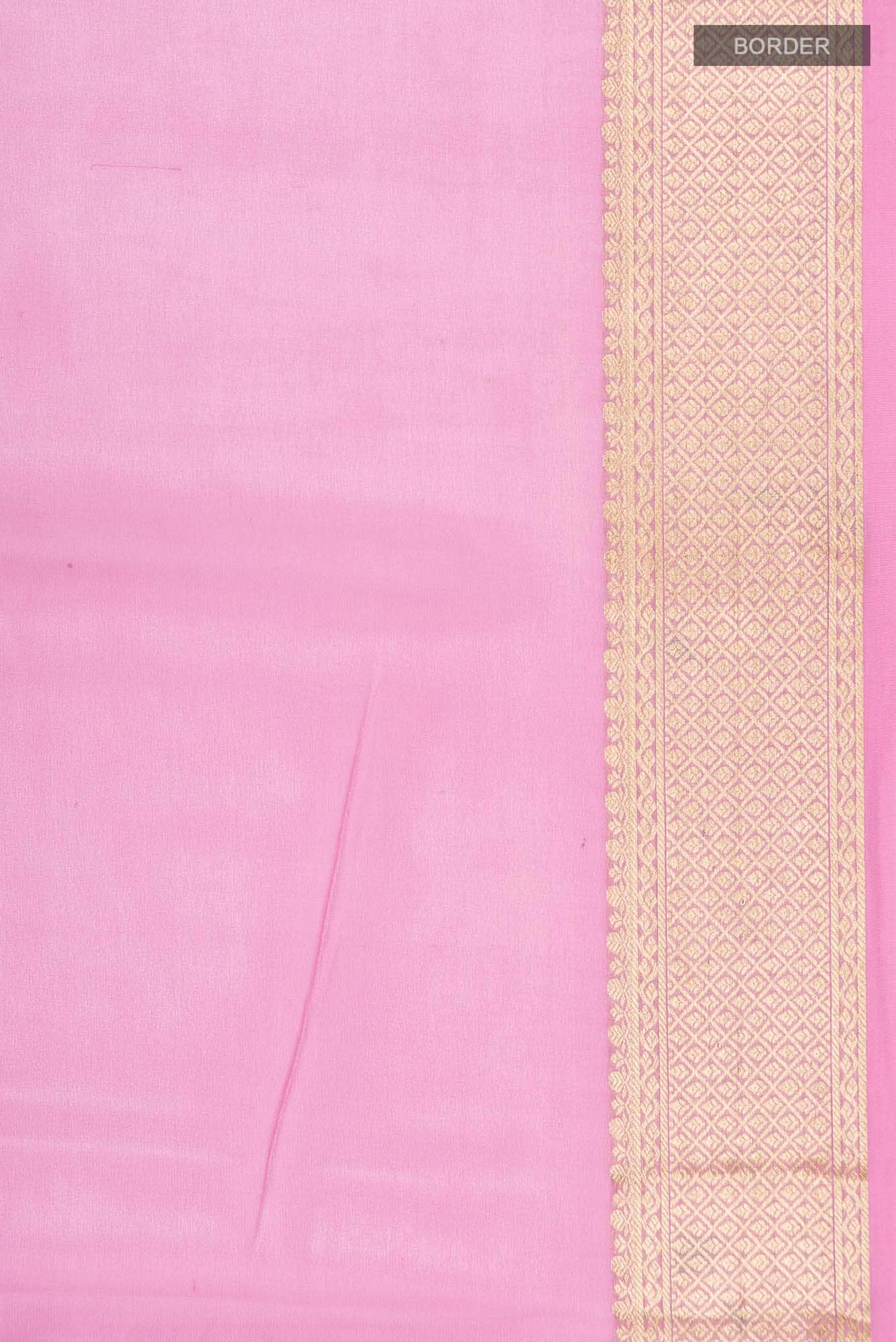 Rose pink Mysore Georgette Saree - Image 4