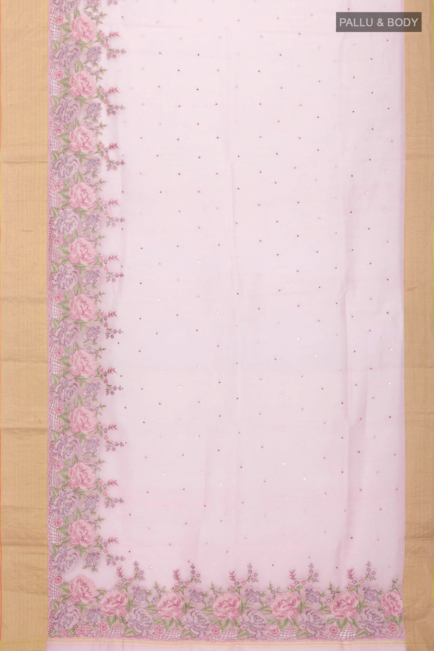 Rose pink Organza Silk Saree - Image 6