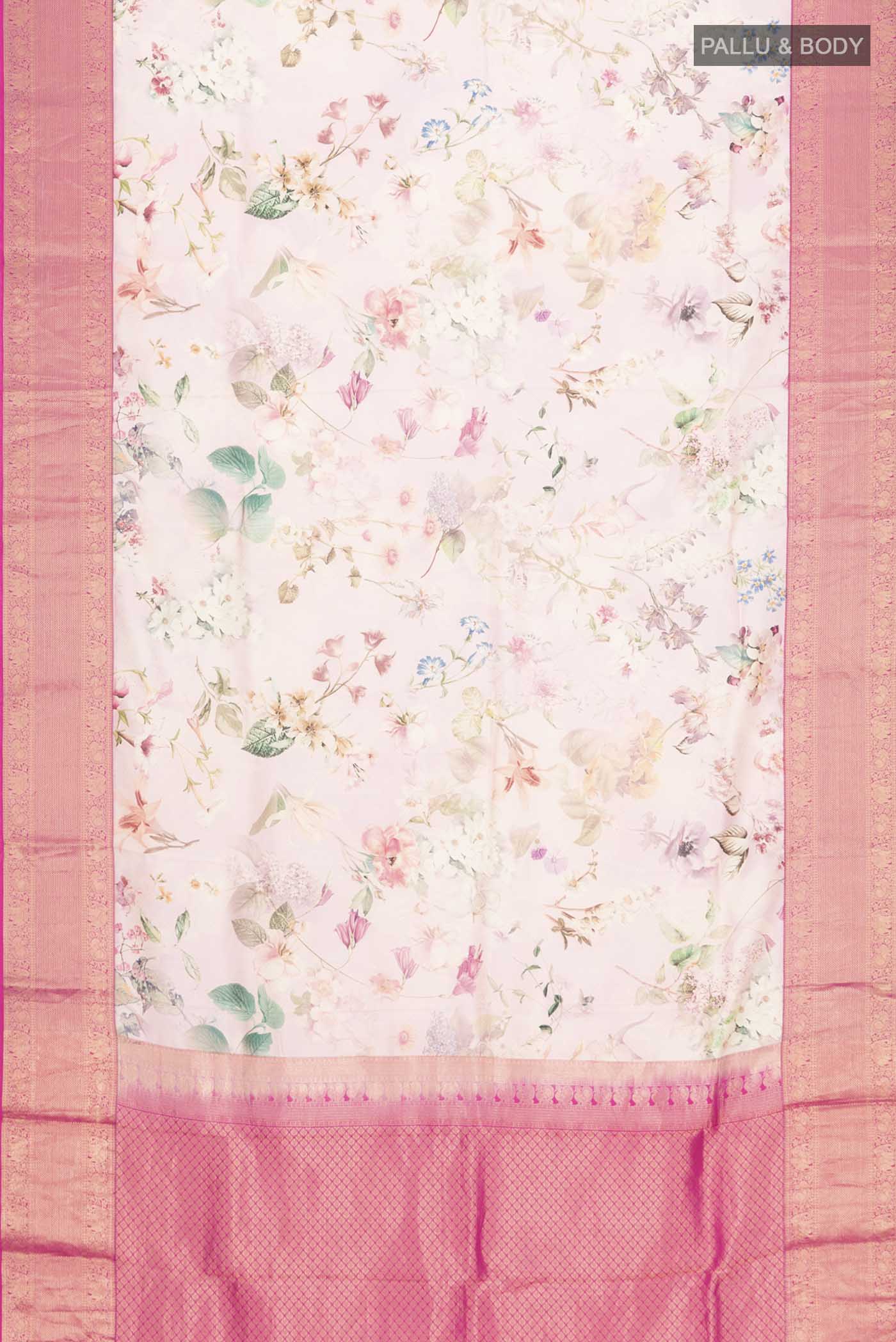 Rose pink Printed Silk Saree - Image 6