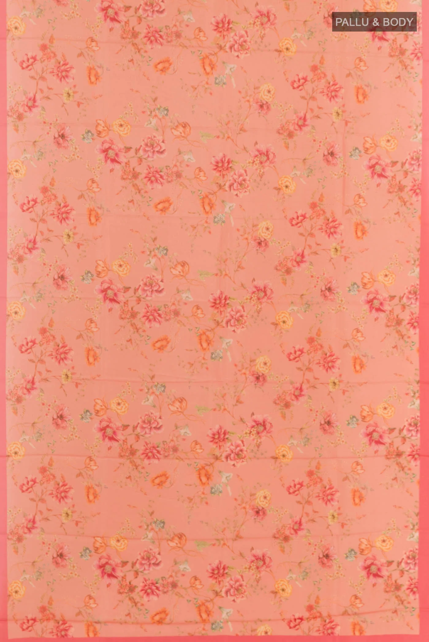 Peach Printed Silk Saree - Image 3