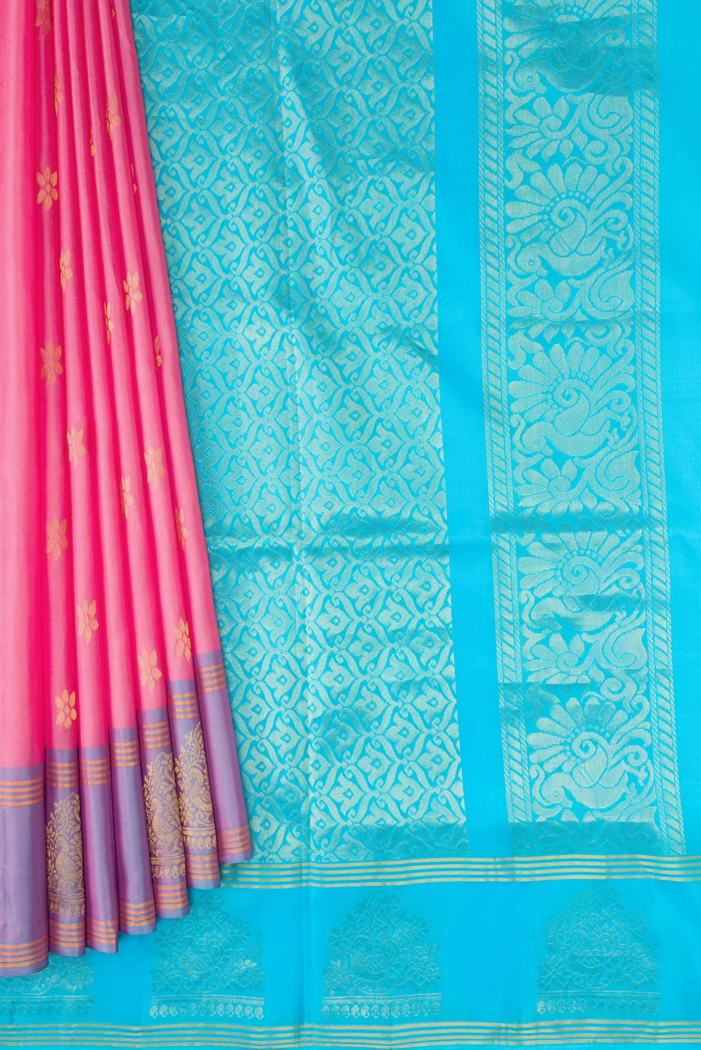 Rose pink Soft Silk Saree - Image 4