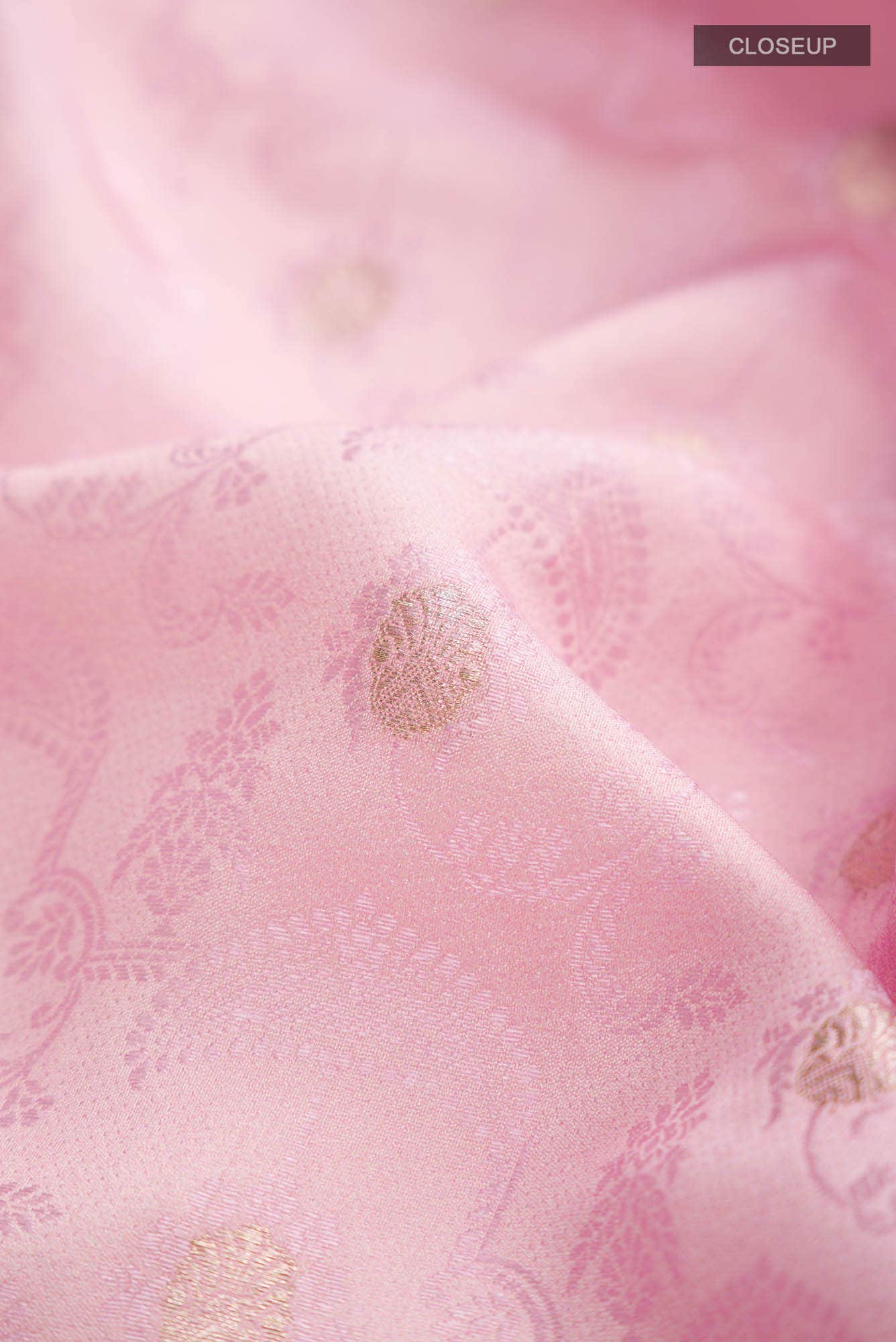 Rose pink Tussar Silk Saree - Image 2