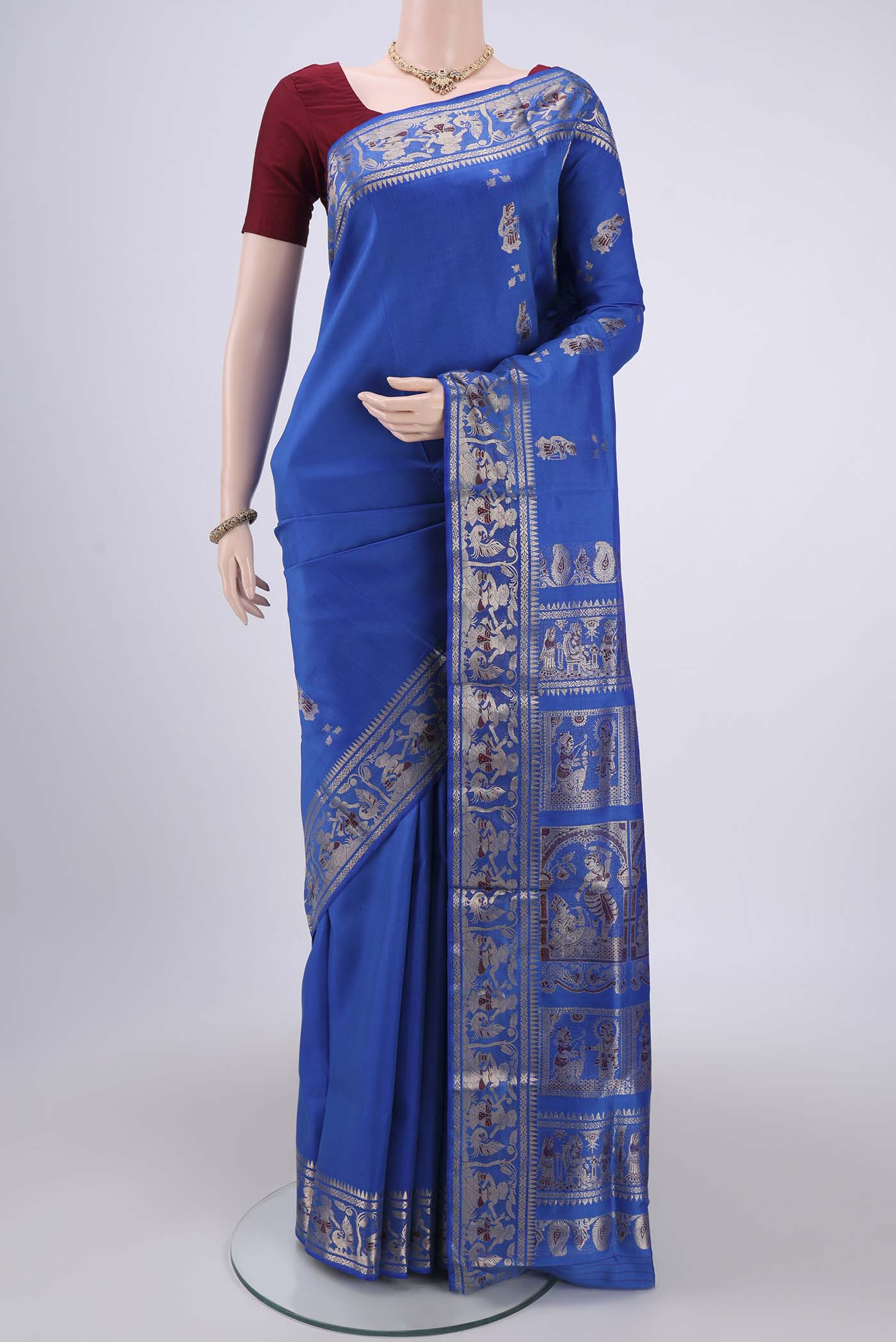 Royal Blue Baluchari Silk Saree