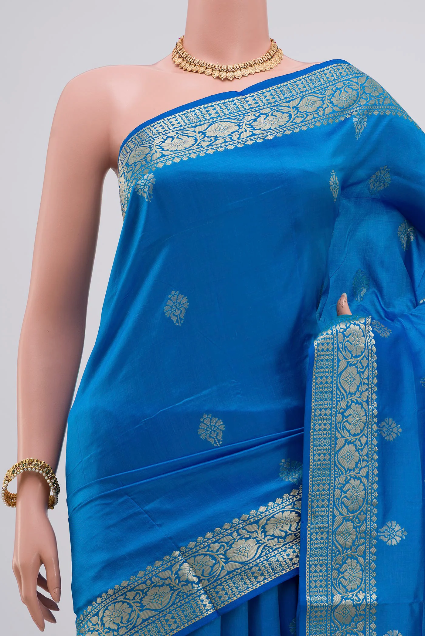 Royal Blue Banarasi Katan Silk Saree - Image 2