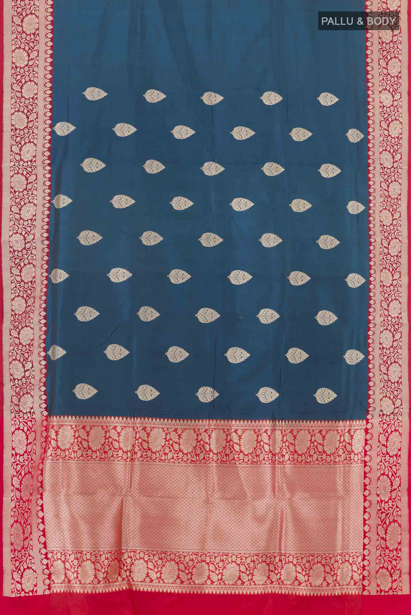Royal Blue Banarasi Katan Silk Saree - Image 4