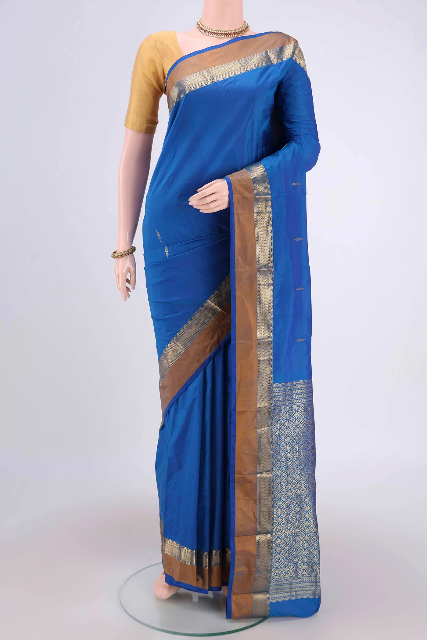 Royal Blue Blended Bangalore Silk Saree