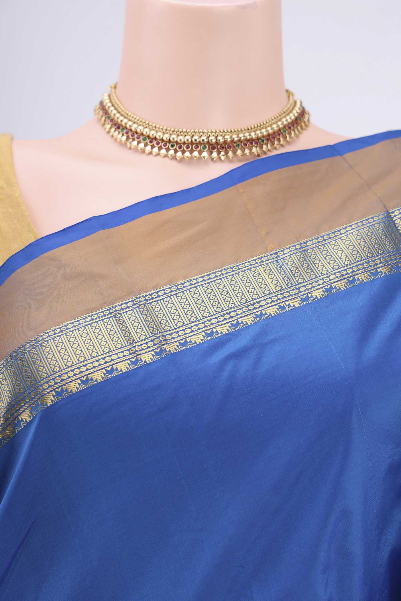 Royal Blue Blended Bangalore Silk Saree - Image 2