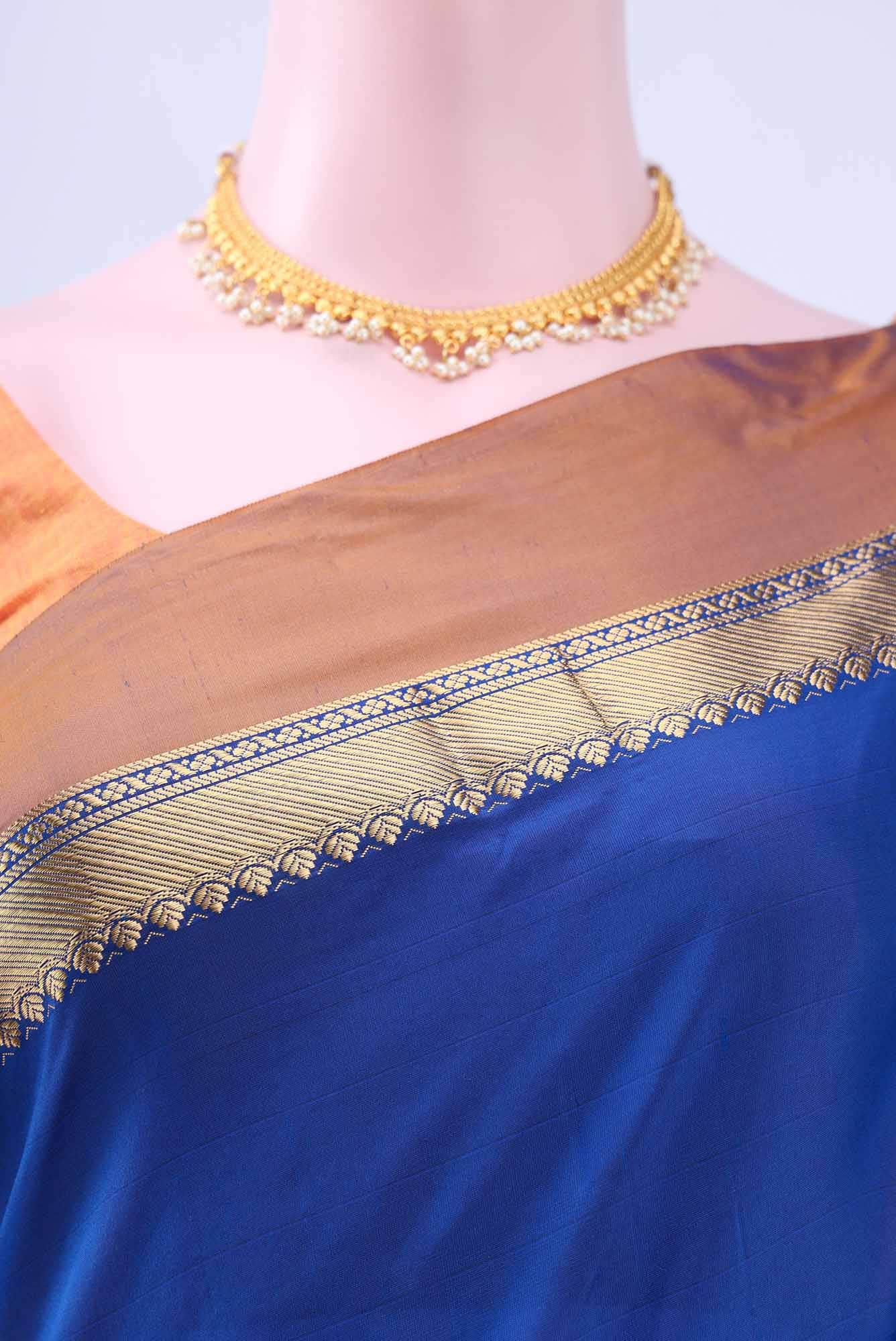Royal Blue Blended Bangalore Silk Saree - Image 3