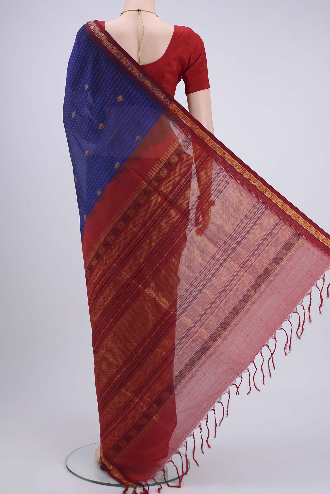 Dark Blue Coimbatore Silk Cotton Saree - Image 3