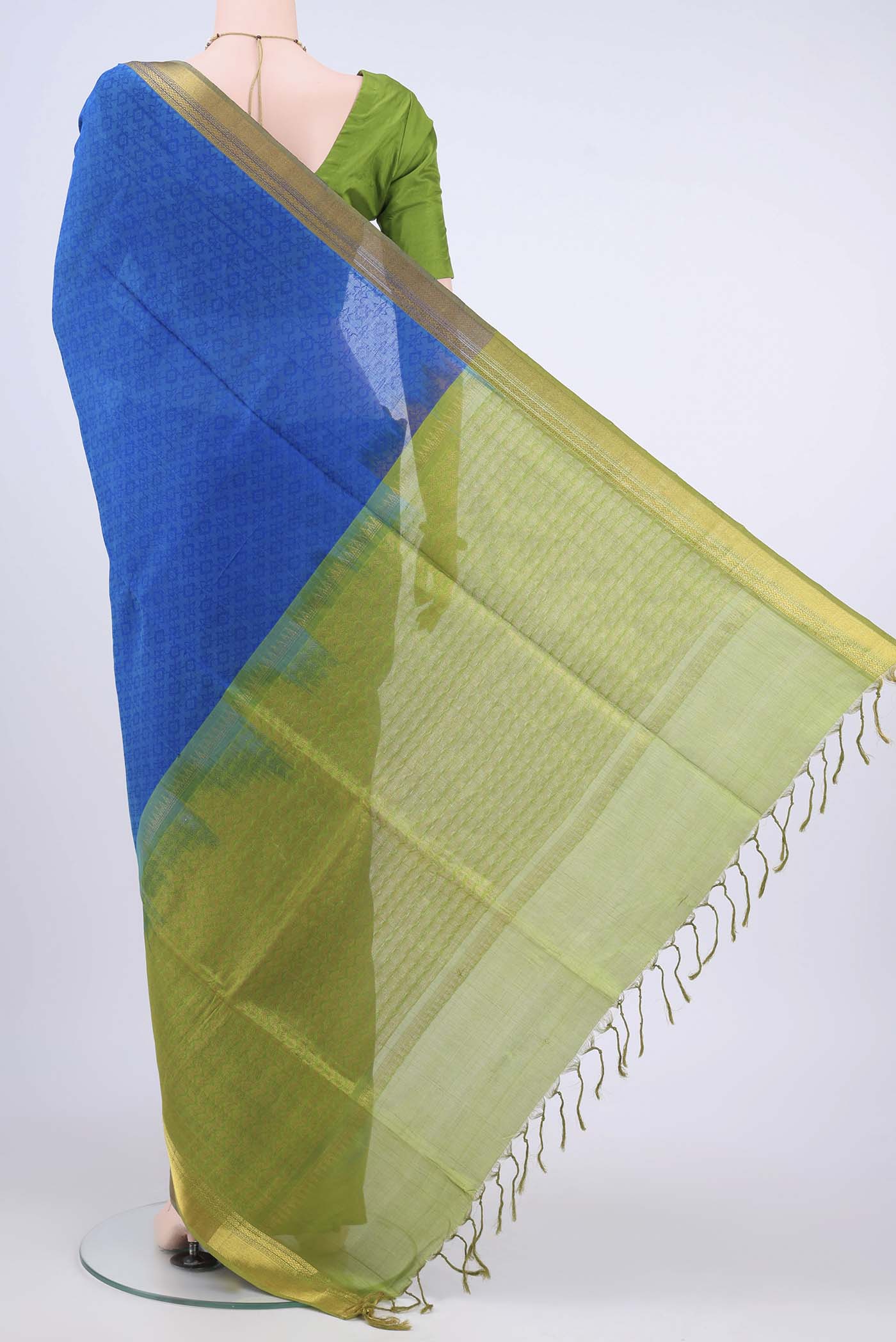 Royal Blue Coimbatore Silk Cotton Saree - Image 3
