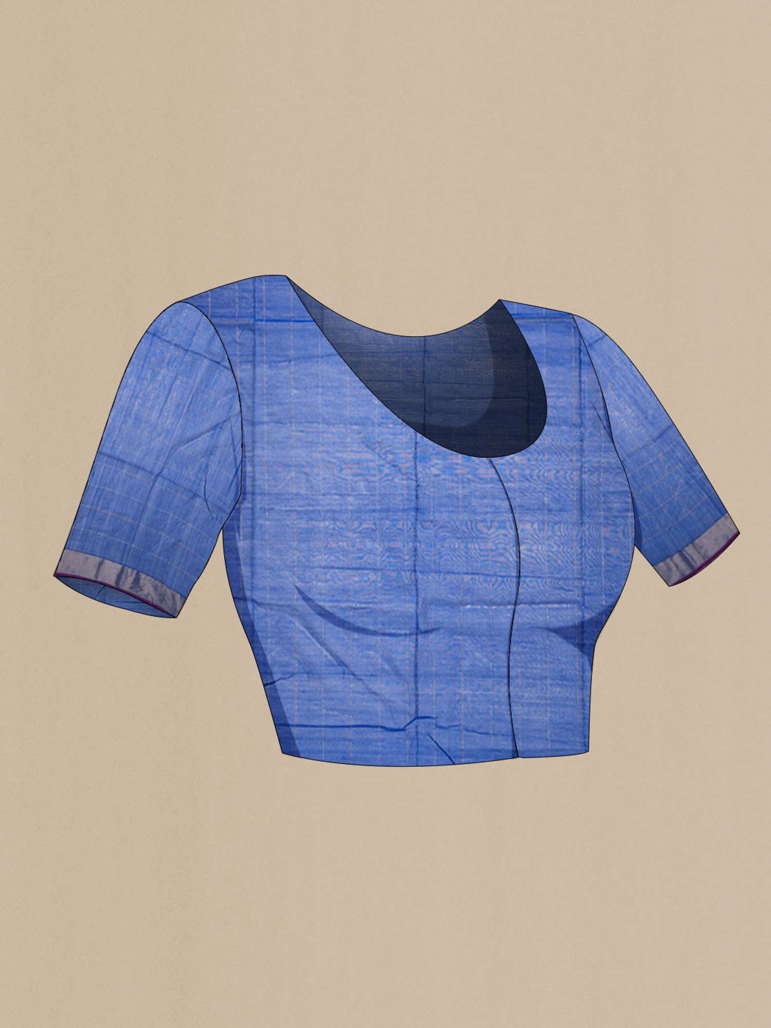 Royal Blue Blended Maheshwari Silk Cotton Saree - Image 3