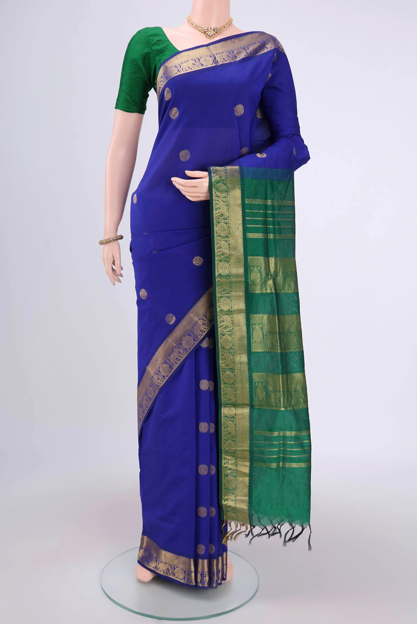 Royal Blue Blended Poly Cotton Saree