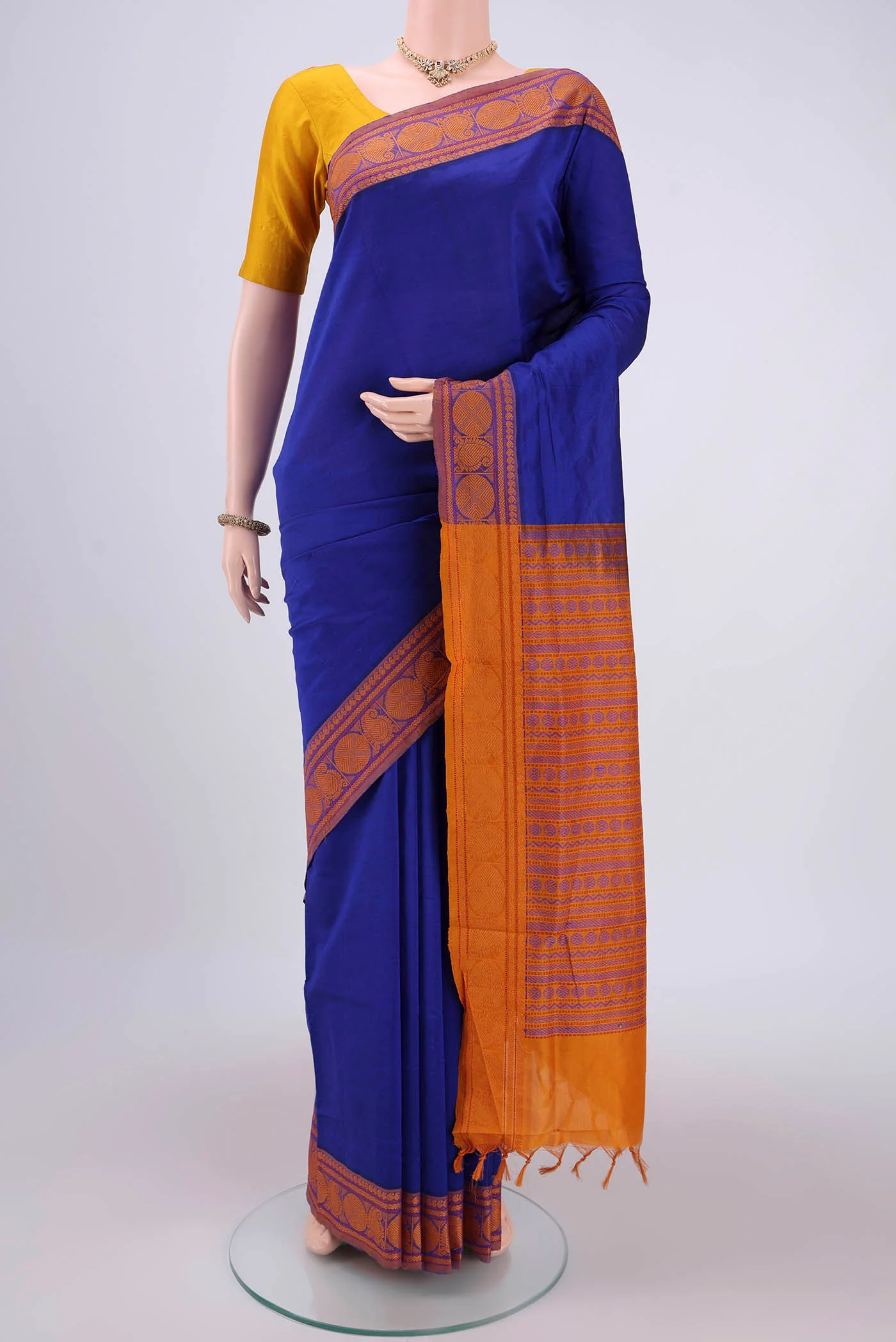 Royal Blue Blended Poly Cotton Saree