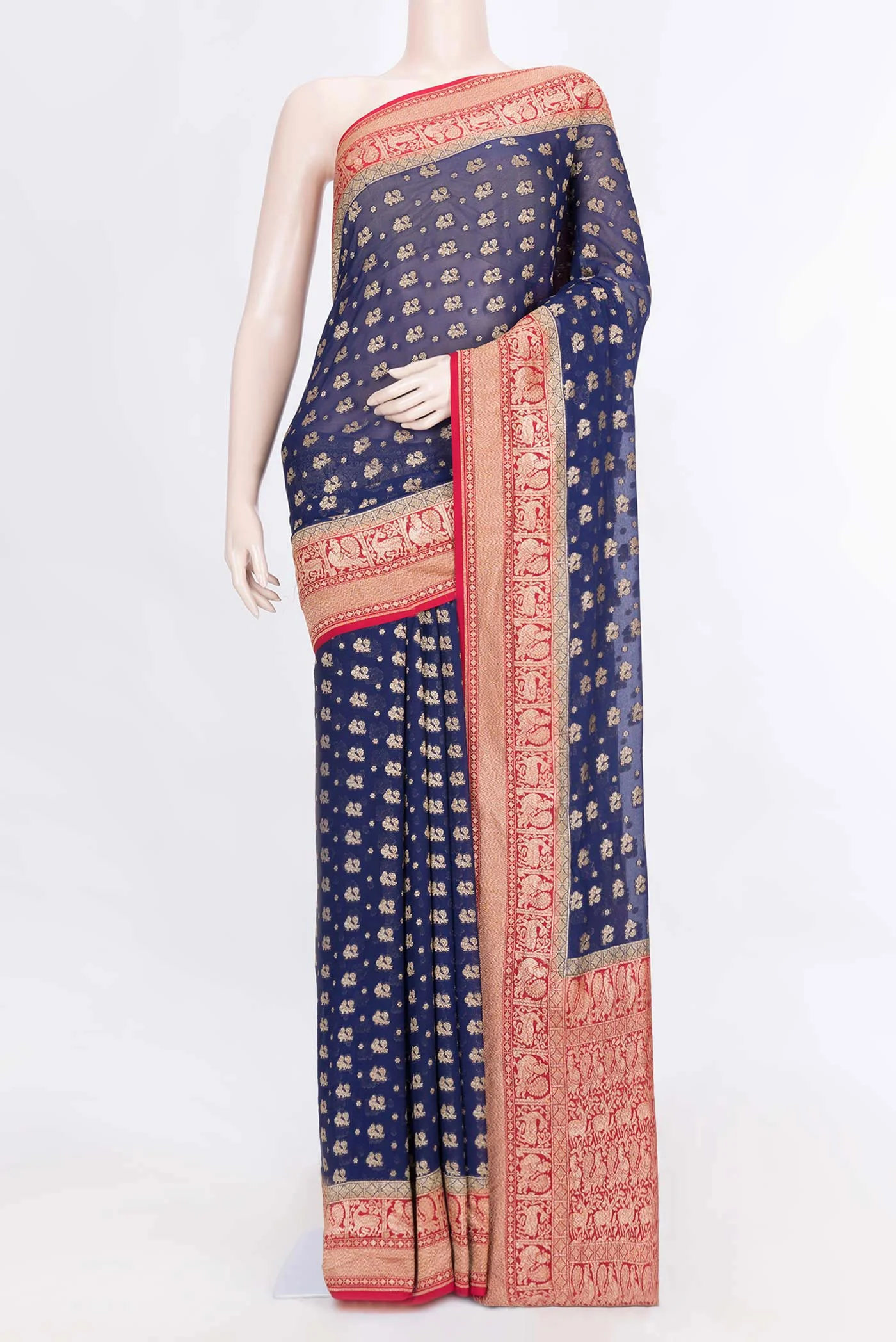Royal Blue Dual Tone Banarasi Georgette Saree