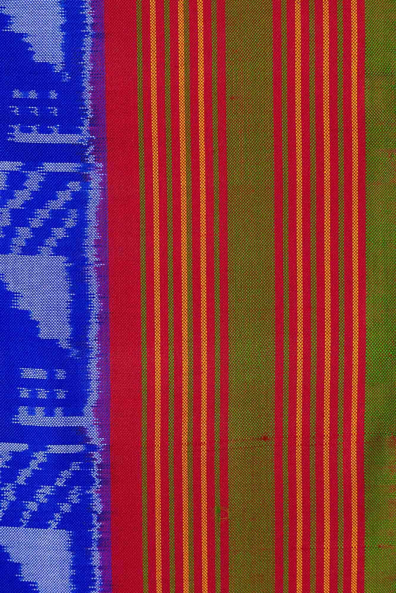 Royal Blue Dual Tone Double Ikat Saree - Image 5