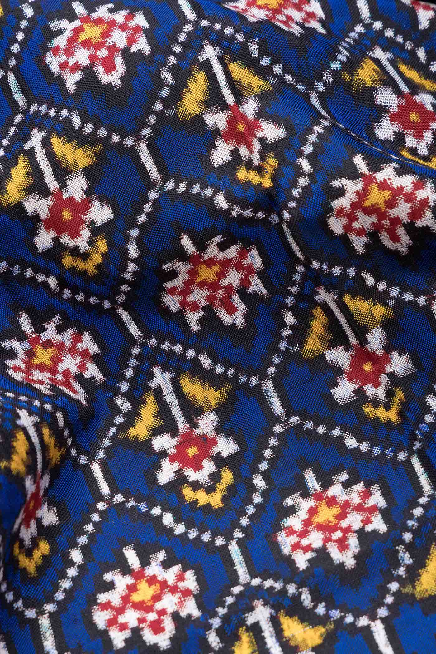 Pure Silk Pure Zari Royal Blue Dual Tone Double Ikat Saree - Image 3