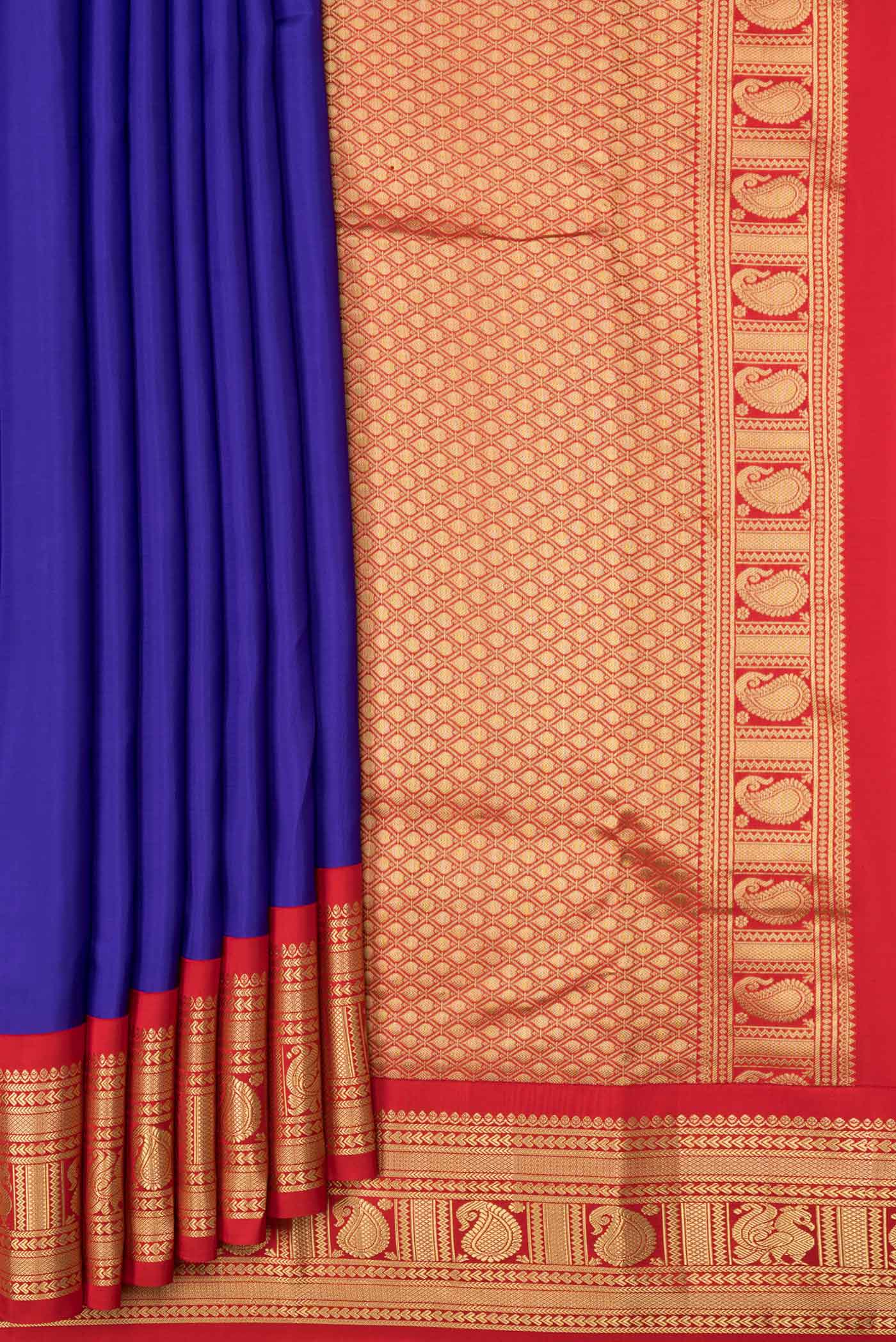 Royal Blue Kanchipuram Silk Saree - Image 4