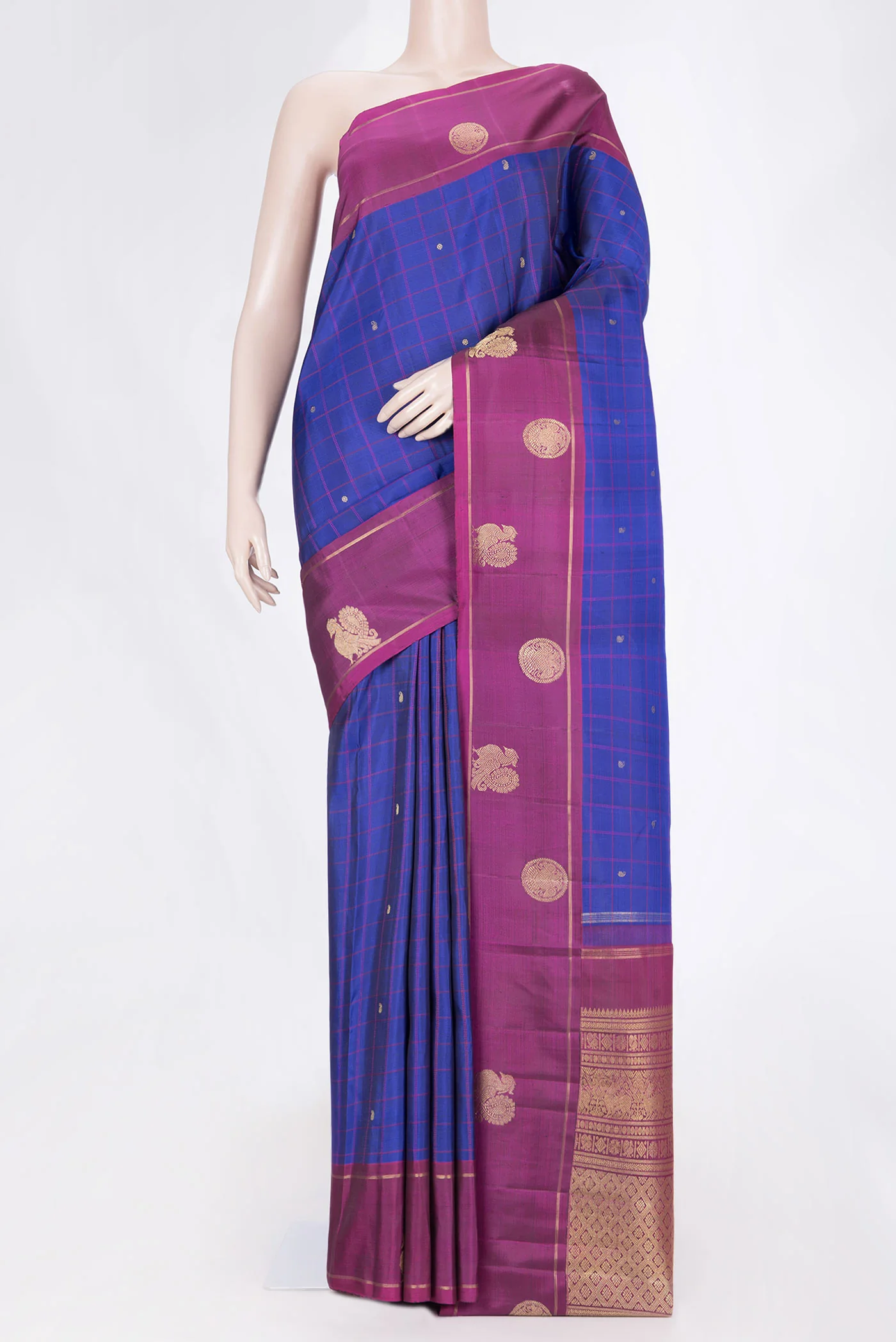 Royal Blue Dual Tone Kanchipuram Silk Saree