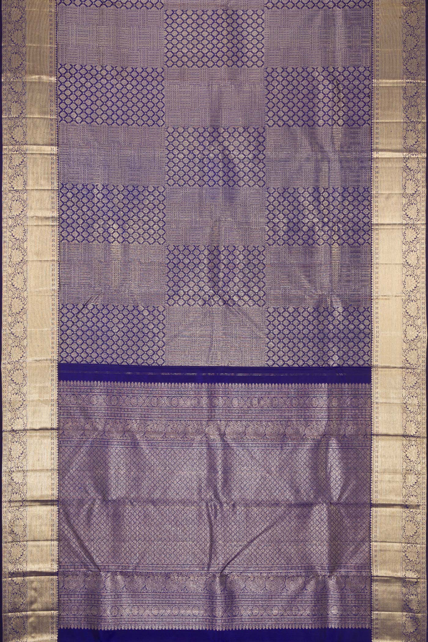 Dark Blue Kanchipuram Silk Saree - Image 6