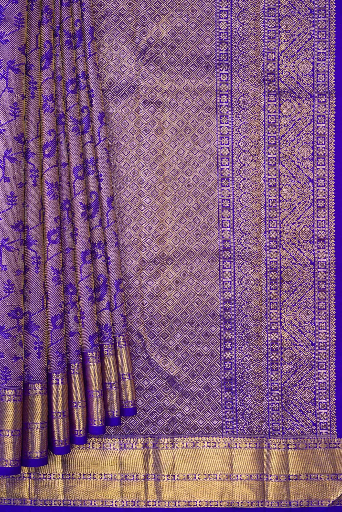 Royal Blue Kanchipuram Silk Saree - Image 4