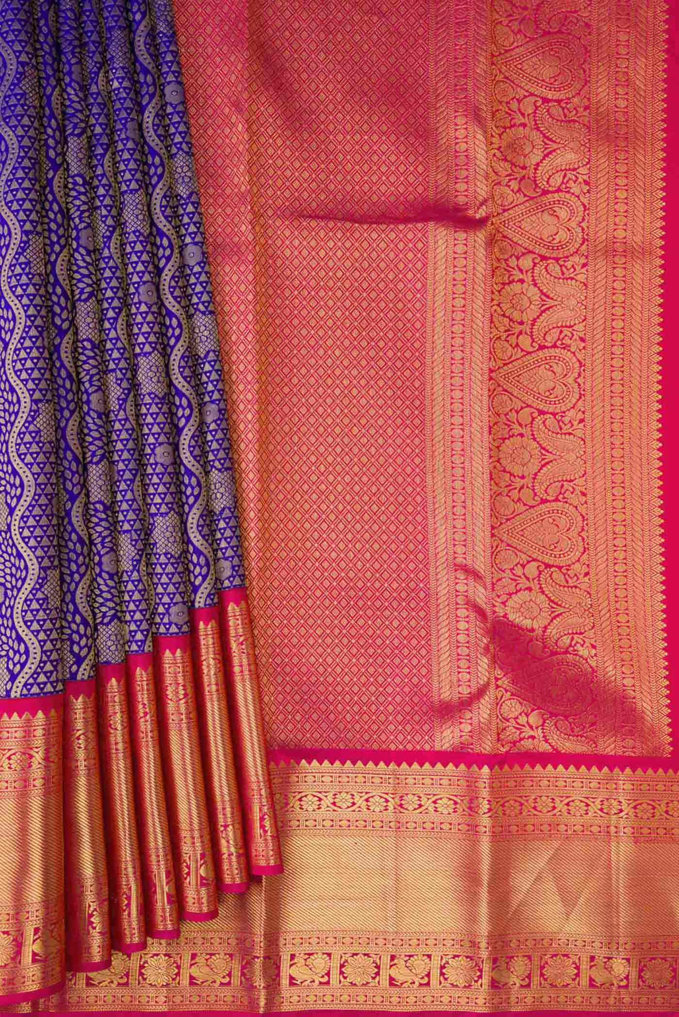 Royal Blue Kanjivaram Silk Saree - Image 4