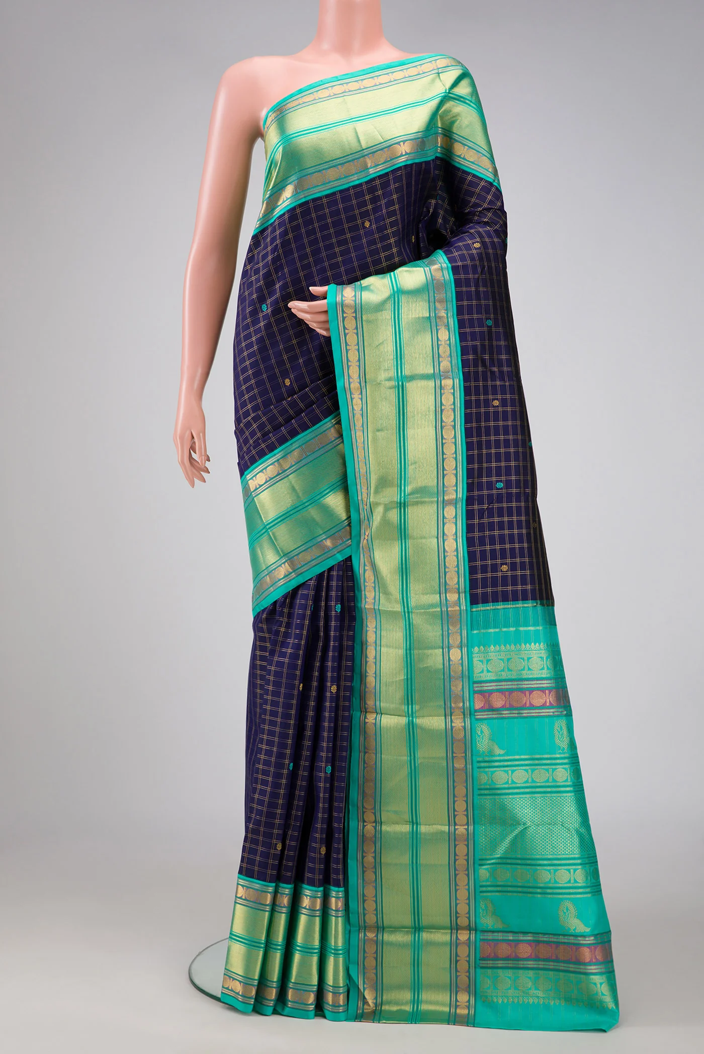 Navy Blue Kanjivaram Silk Saree