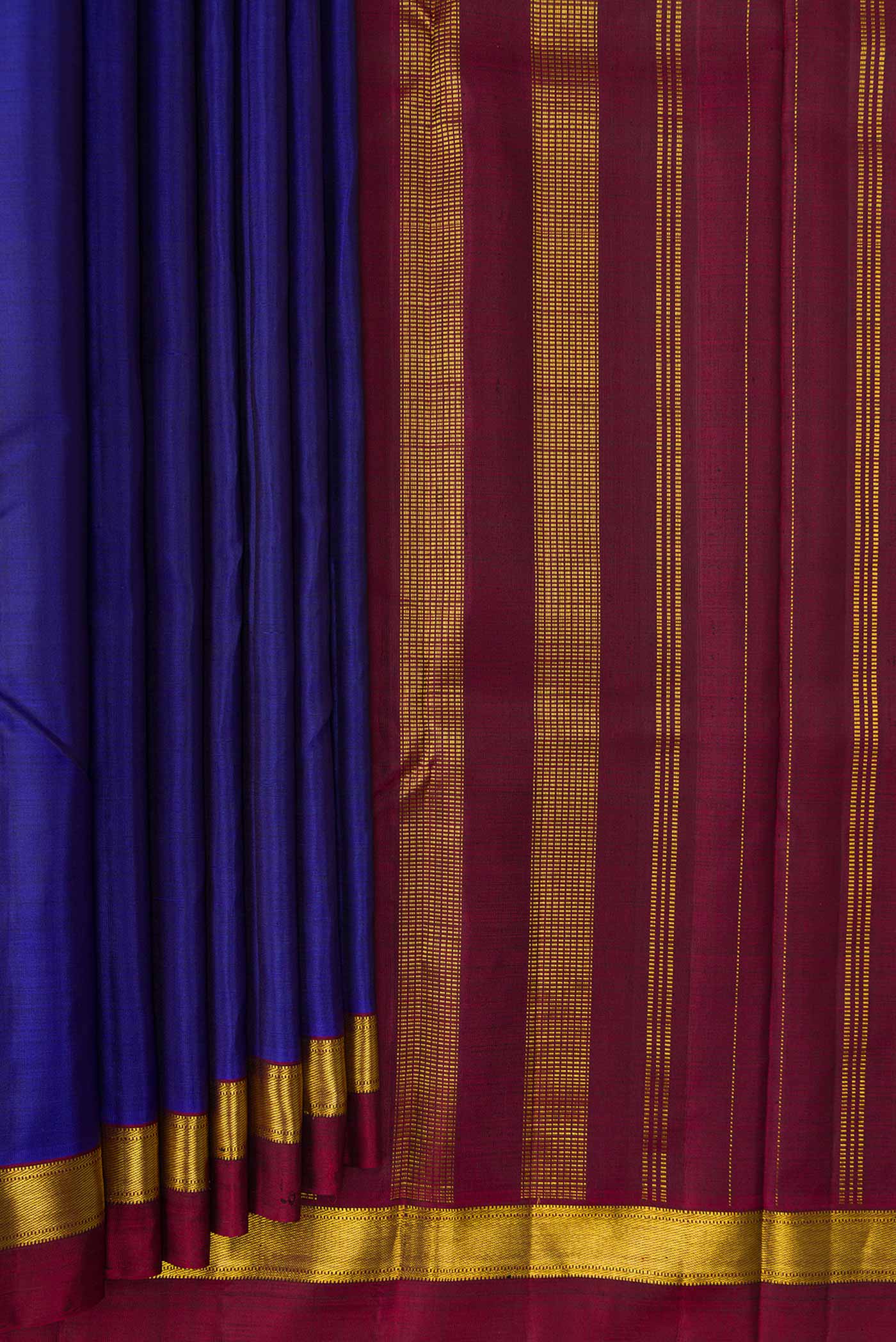 Royal Blue Dual Tone Kanjivaram Silk Saree - Image 4