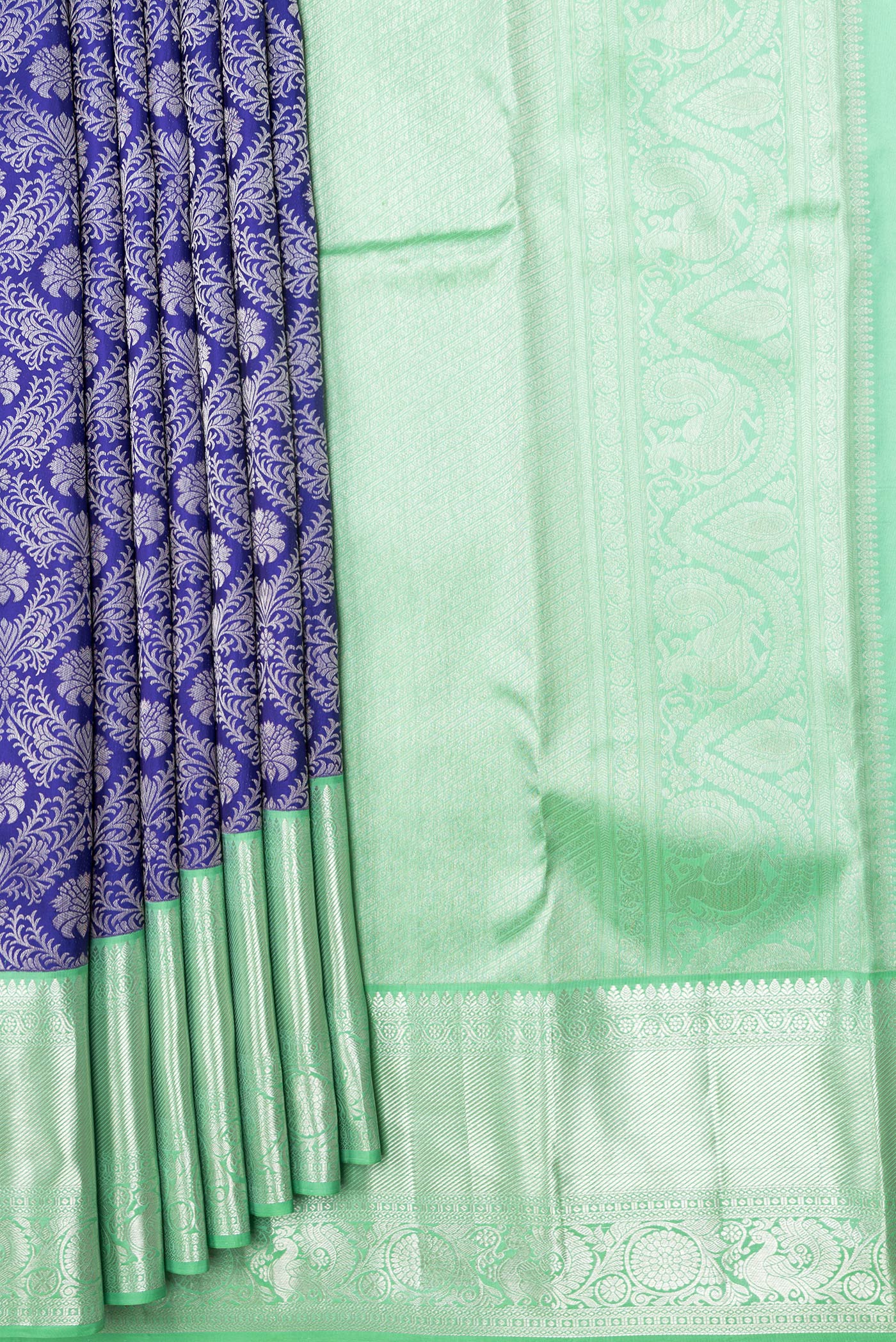 Royal Blue Dual Tone Kanjivaram Silk Saree - Image 4
