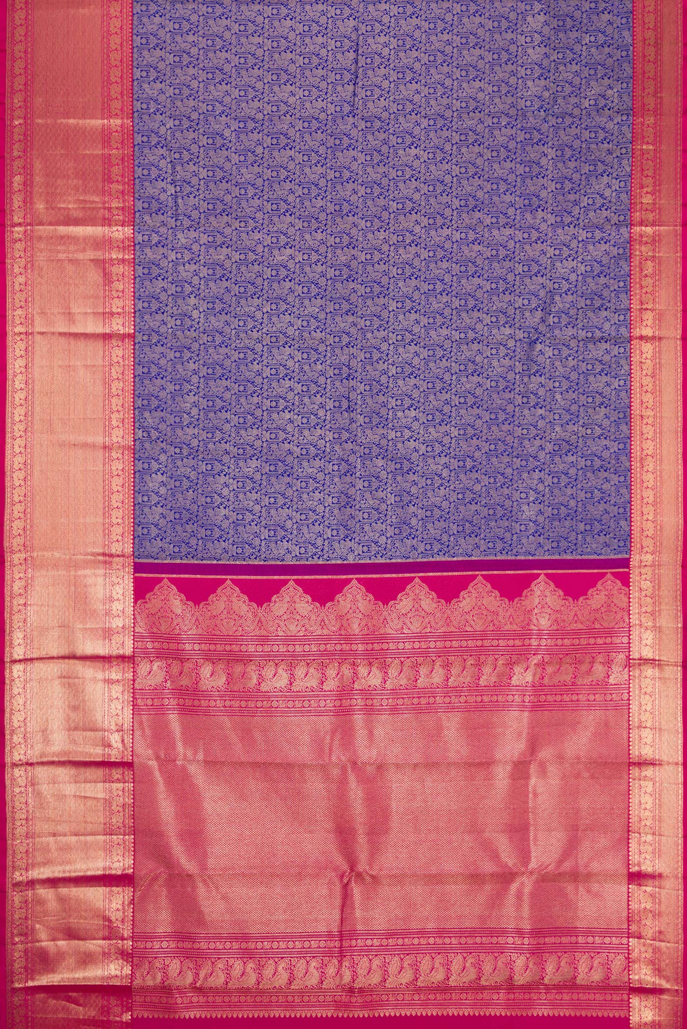 Royal Blue Dual Tone Kanjivaram Silk Saree - Image 6