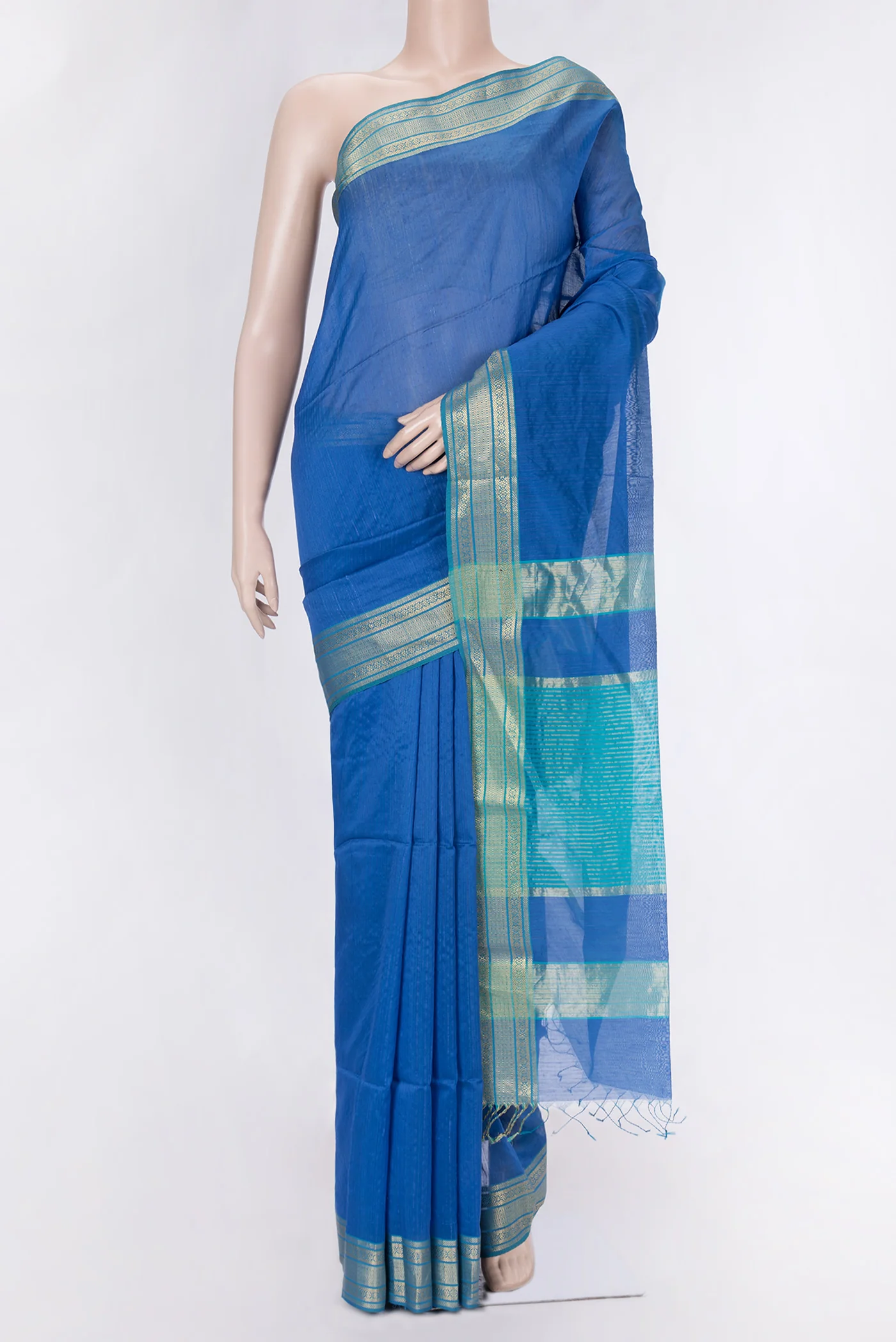 Royal Blue Maheshwari Silk Cotton Saree
