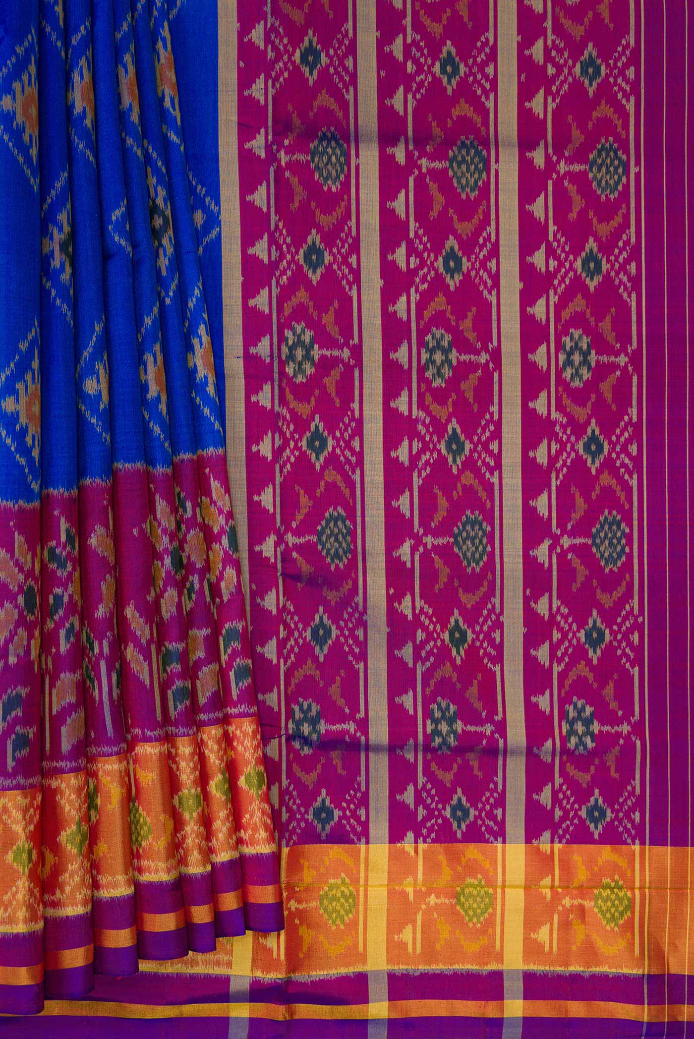 Royal Blue Dual Tone Rajkot Patola Silk Saree - Image 4