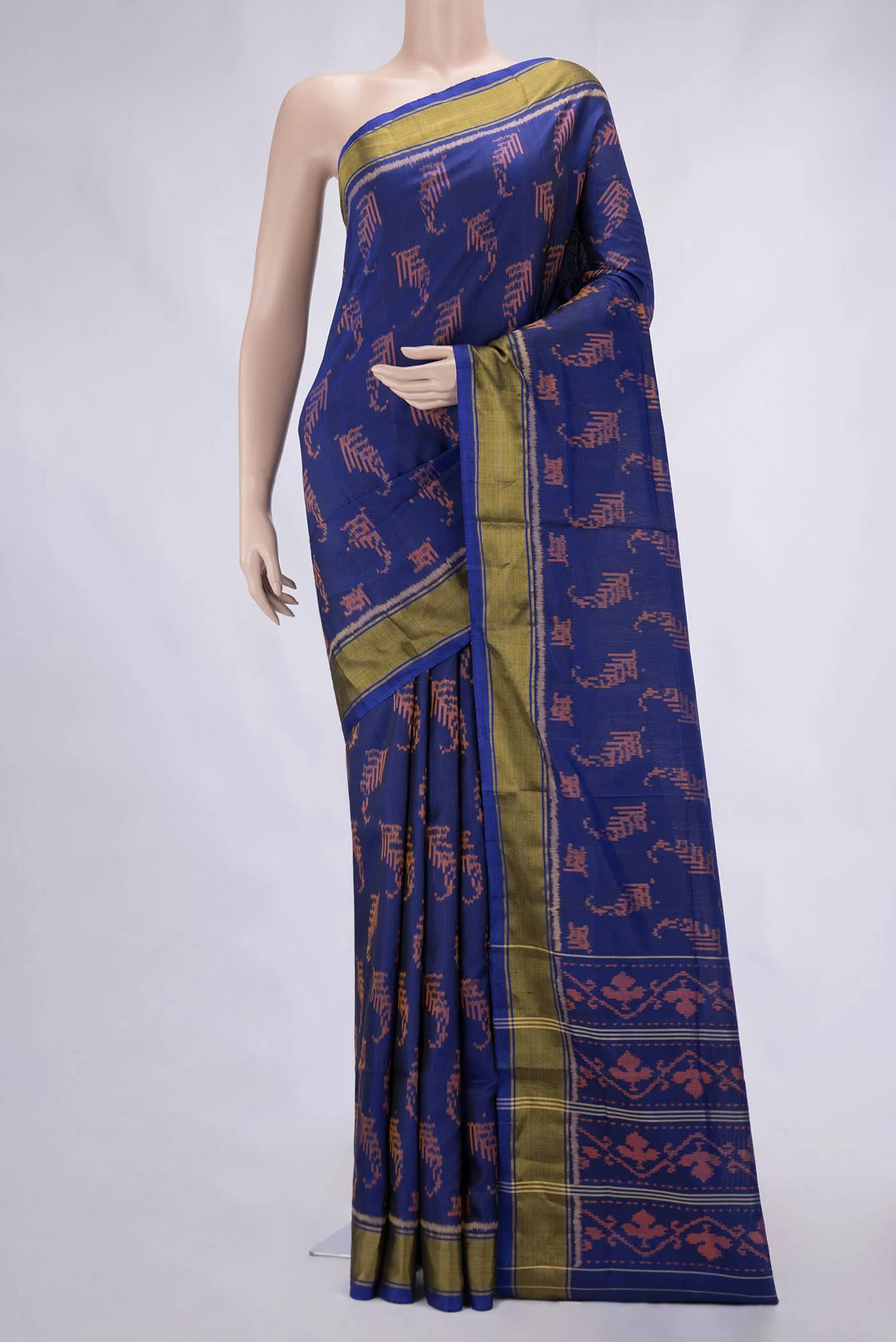 Royal Blue Dual Tone Rajkot Patola Silk Saree