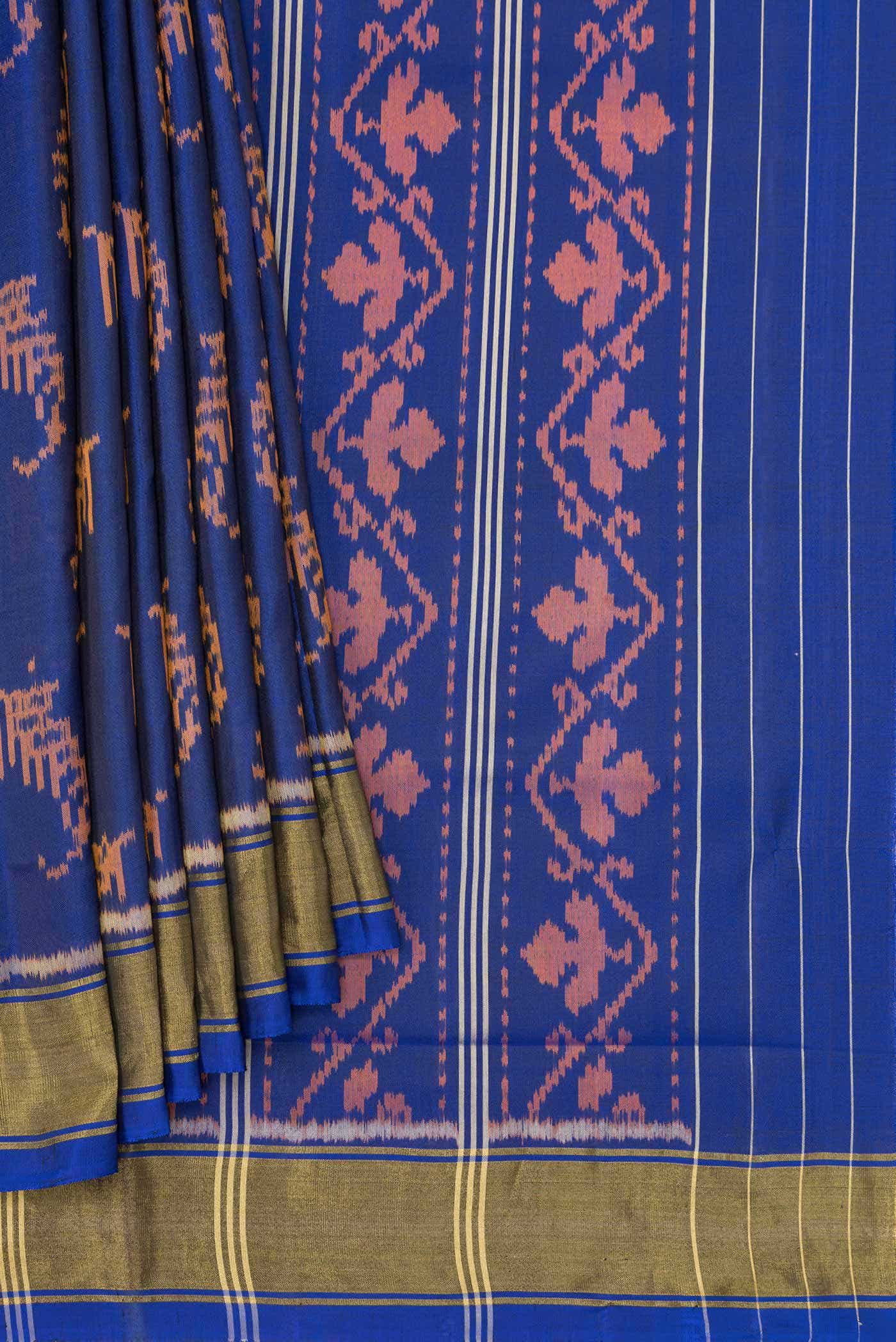 Royal Blue Dual Tone Rajkot Patola Silk Saree - Image 2