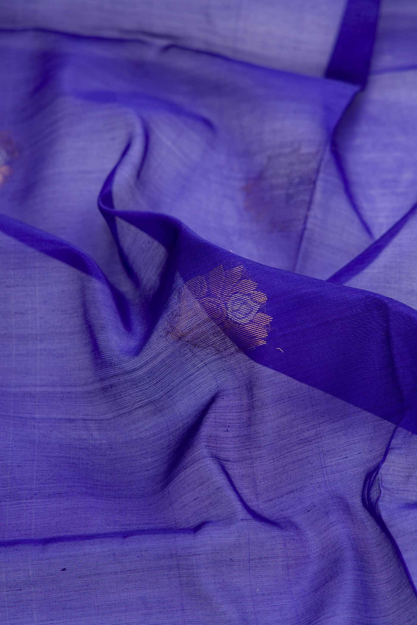 Royal Blue Dual Tone Silk Cotton Saree - Image 2
