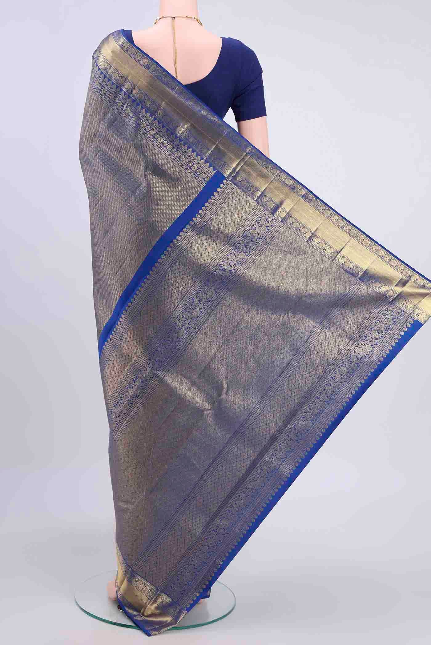 Royal Blue Kanjivaram Silk Saree - Image 3