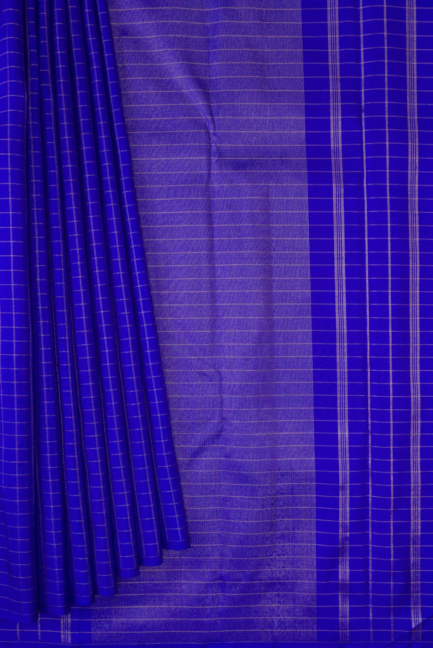 Pure Silk Pure Zari Royal Blue Kanchipuram Saree - Image 3