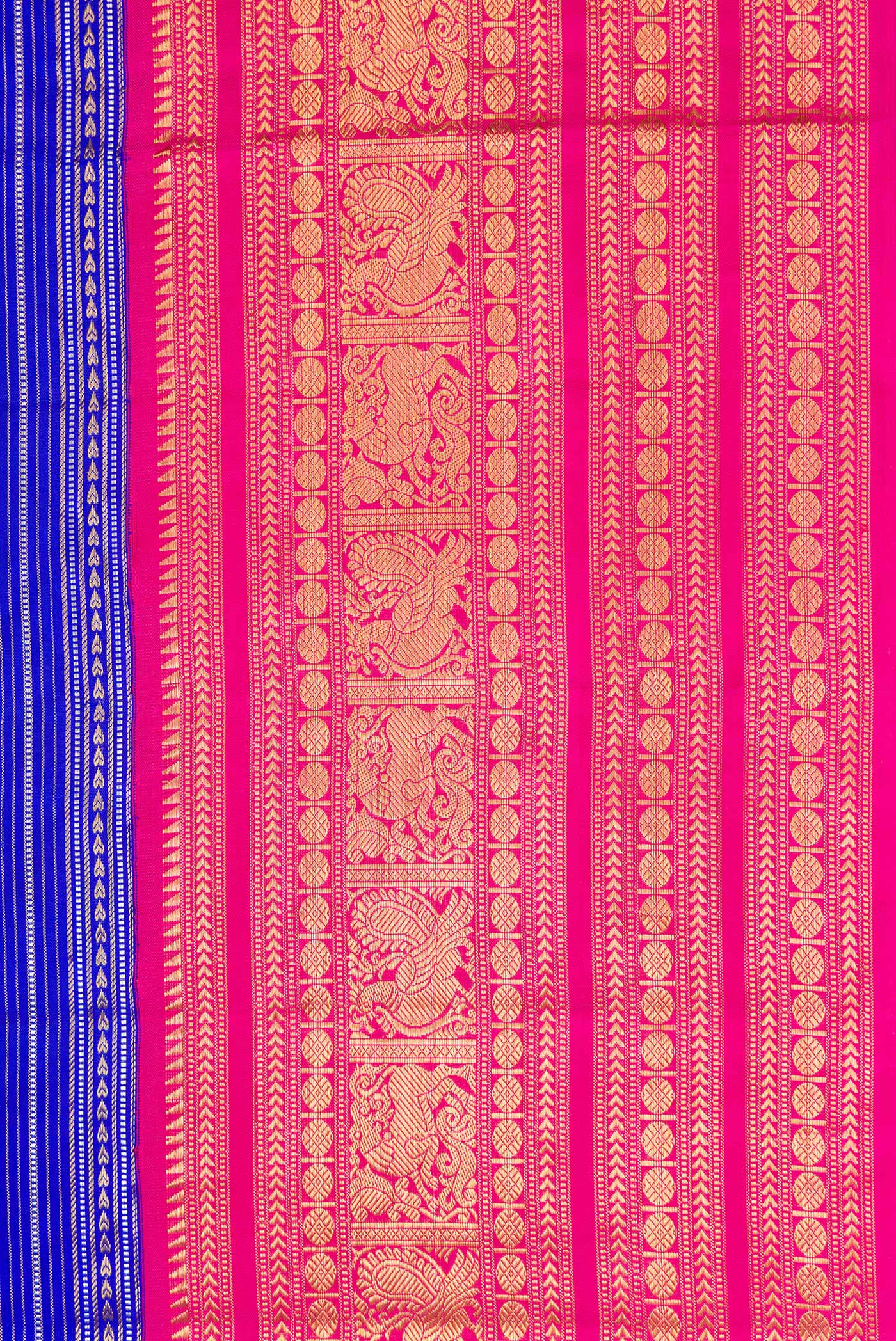 Pure Silk Pure Zari Royal Blue Kanchipuram Saree - Image 3