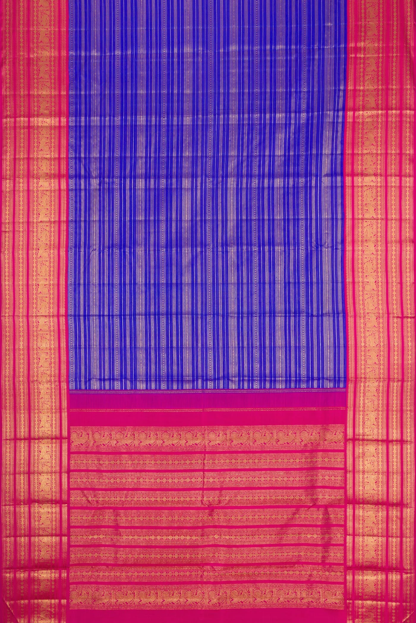 Pure Silk Pure Zari Royal Blue Kanchipuram Saree - Image 6