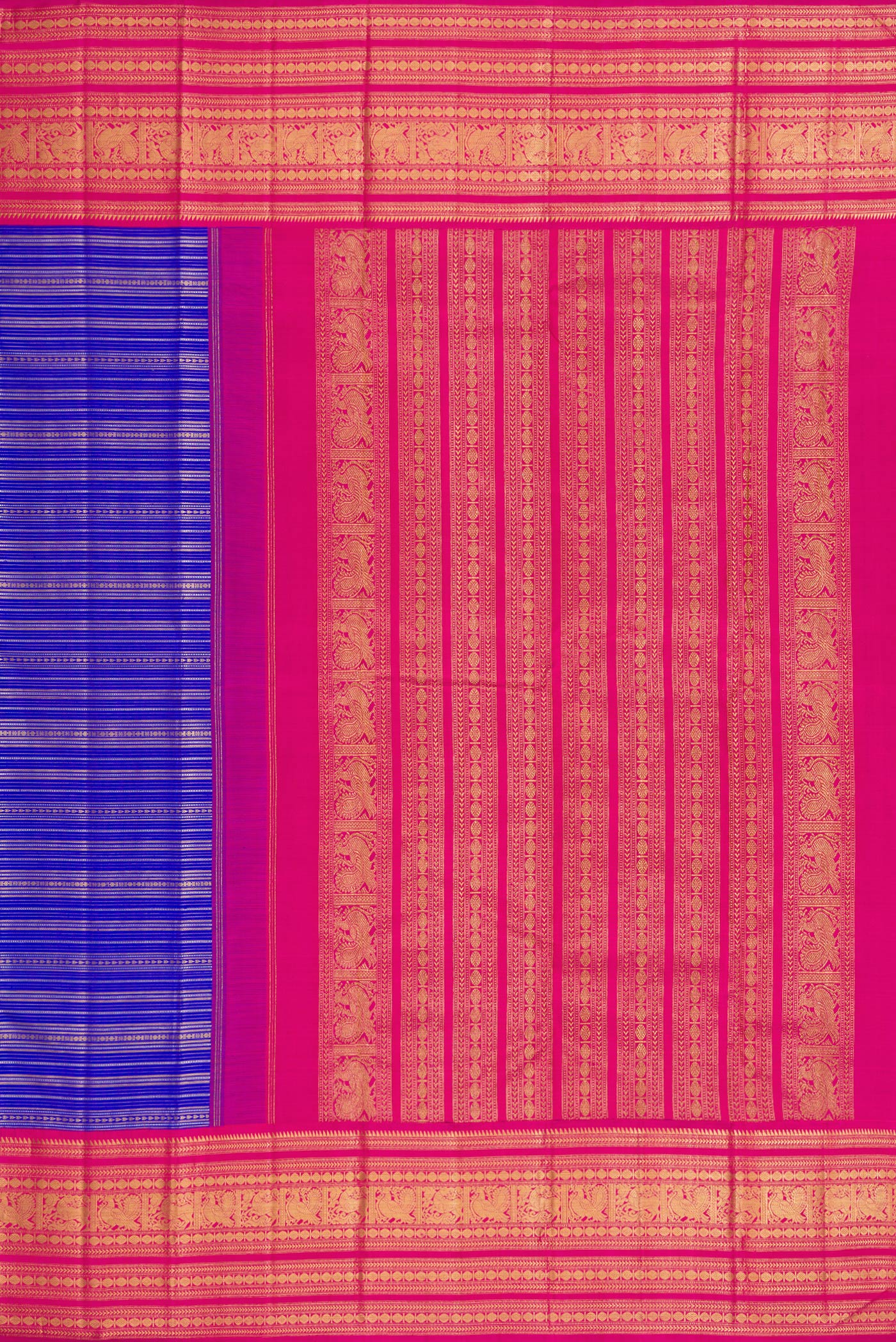 Pure Silk Pure Zari Royal Blue Kanchipuram Saree - Image 7